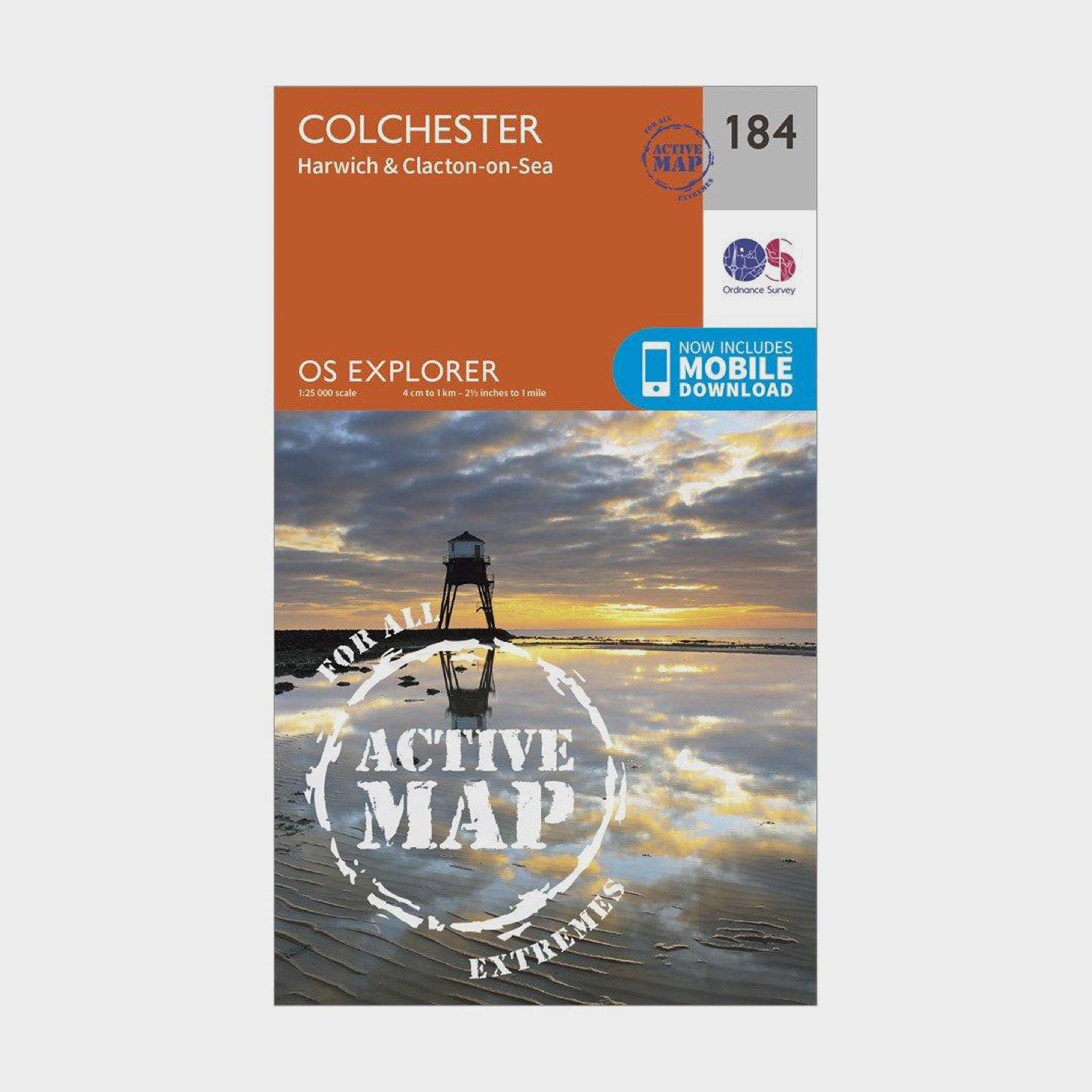 Explorer Active 184 Colchester, Harwick & Clacton-On-Sea Map With Digital Version - Orange, Orange