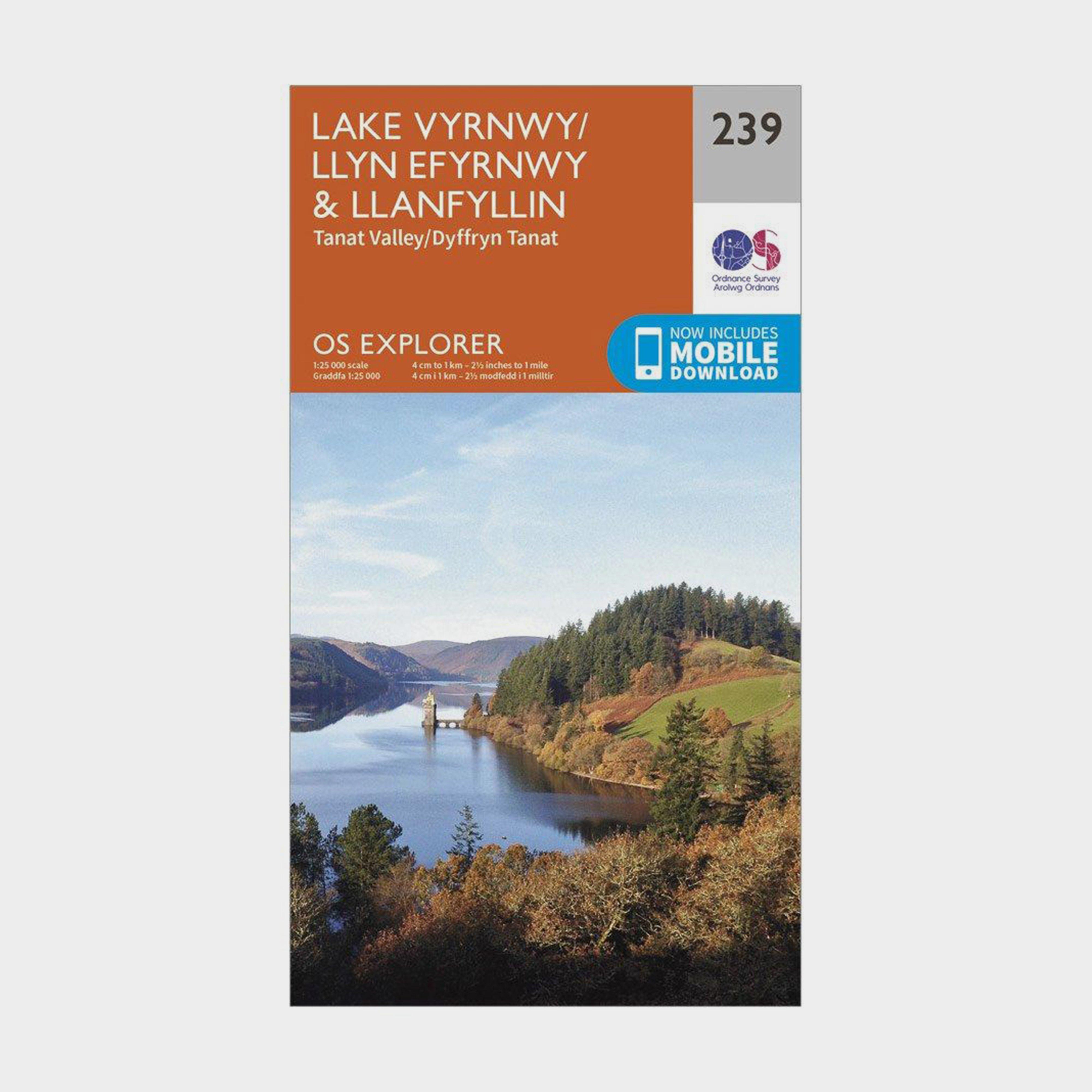 Ordnance Survey Unisex Orange Explorer 239 Lake Vyrnwy & Llanfyllin Map With Digital Version