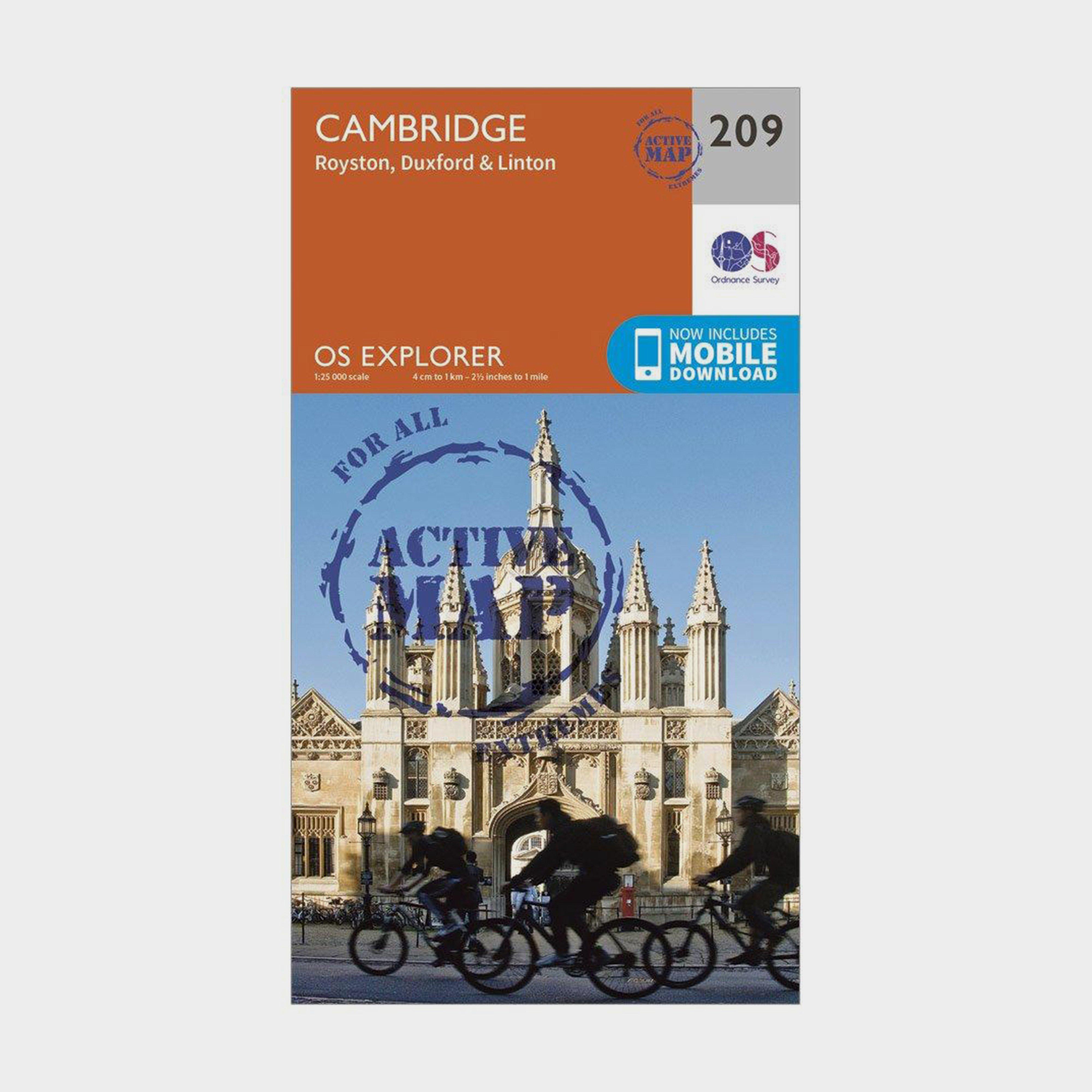 Ordnance Survey Unisex Orange Explorer Active 209 Cambridge, Royston, Duxford & Linton Map With Digital Version