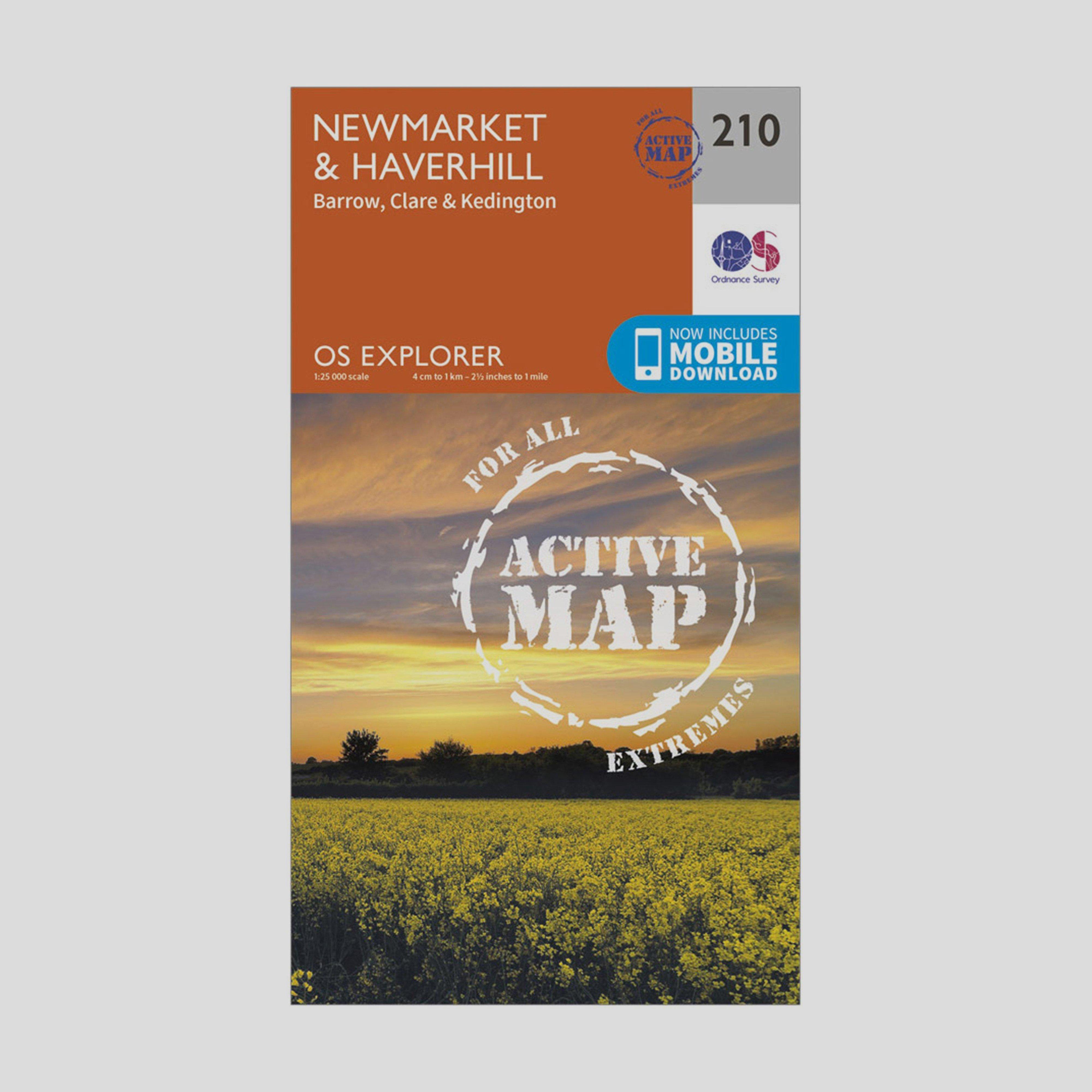 Ordnance Survey Unisex Orange Explorer Active 210 Newmarket & Havehill Map With Digital Version