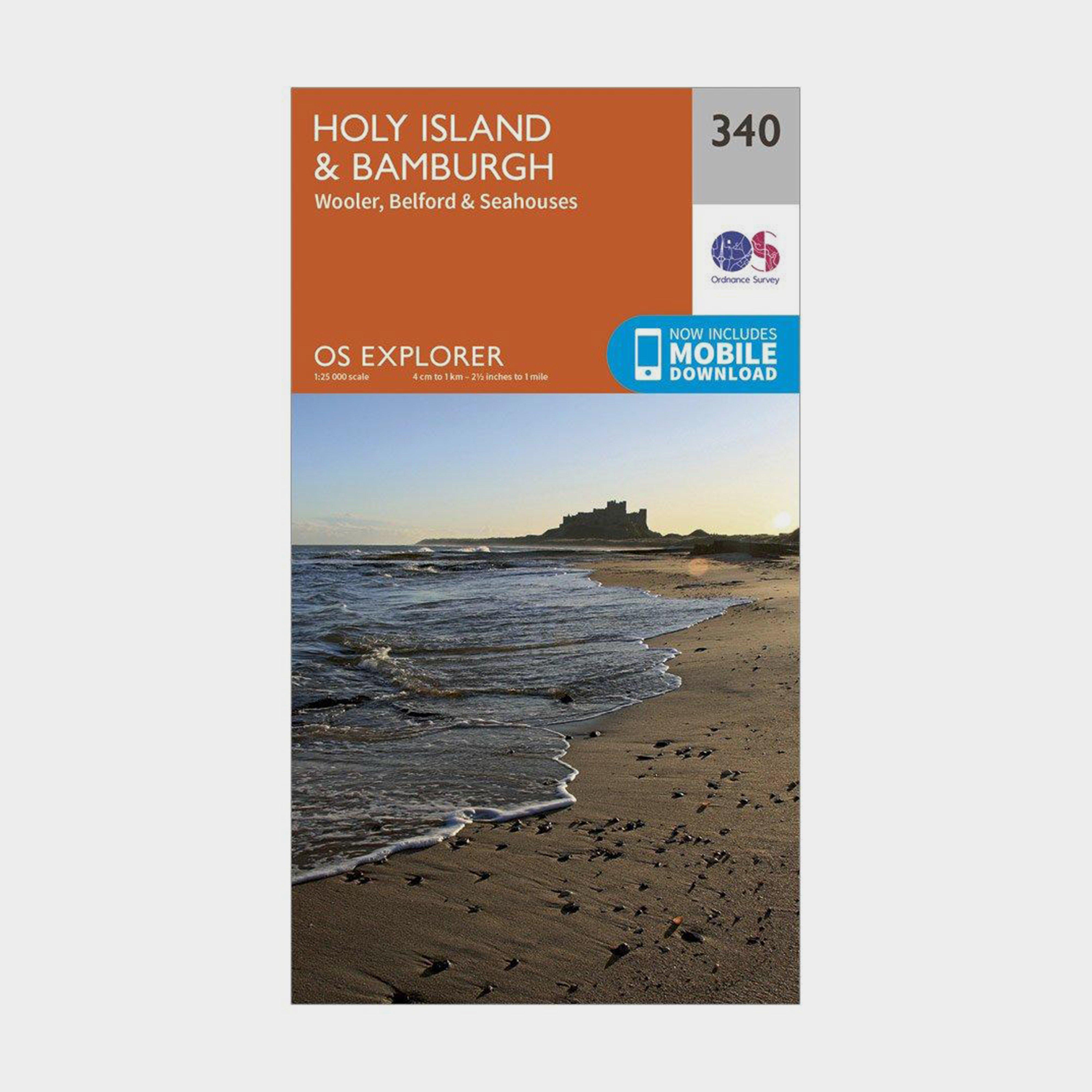 Ordnance Survey Unisex Orange Explorer 340 Holy Island & Bamburgh Map With Digital -