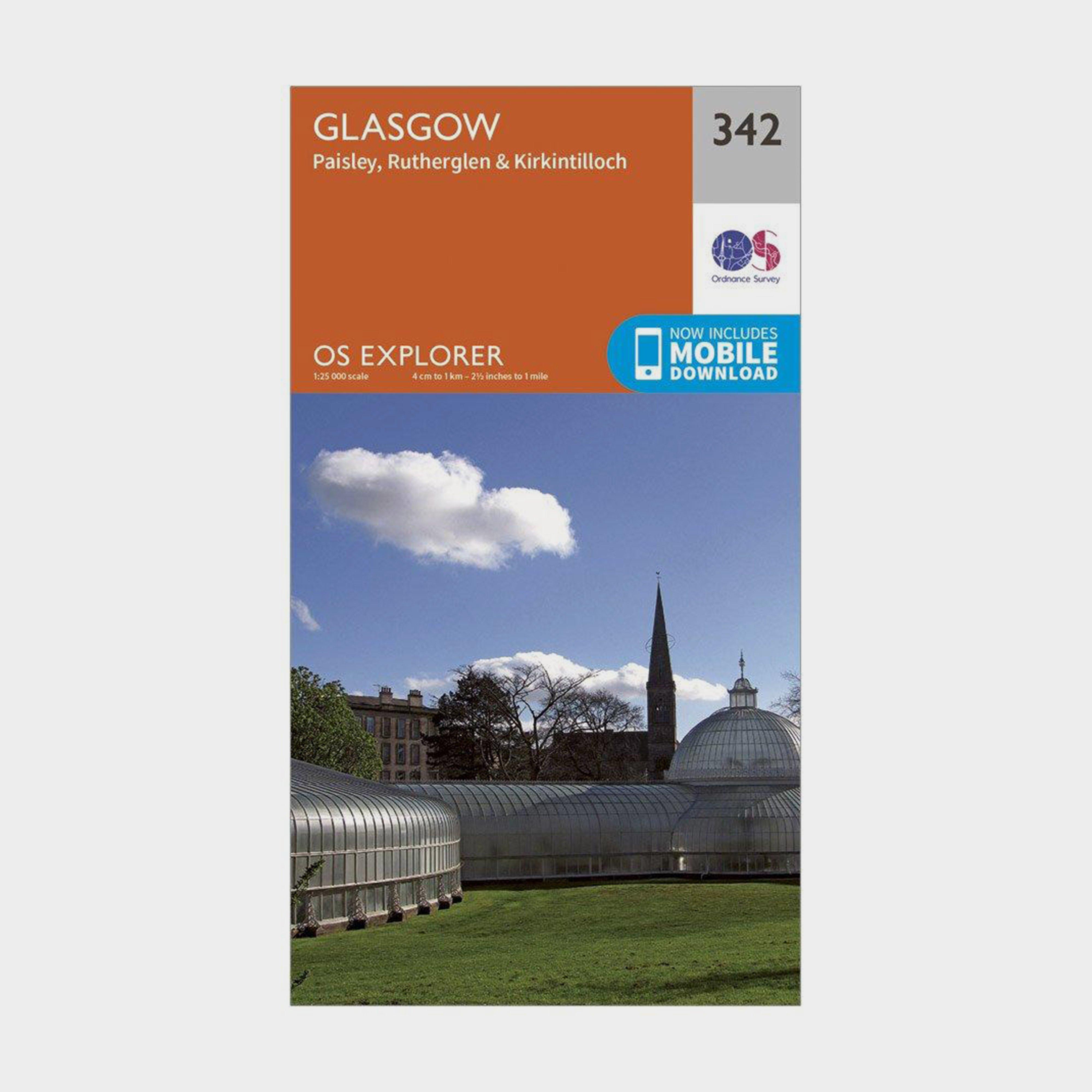 Ordnance Survey Unisex Explorer 342 Glasgow Map With Digital Version, Orange