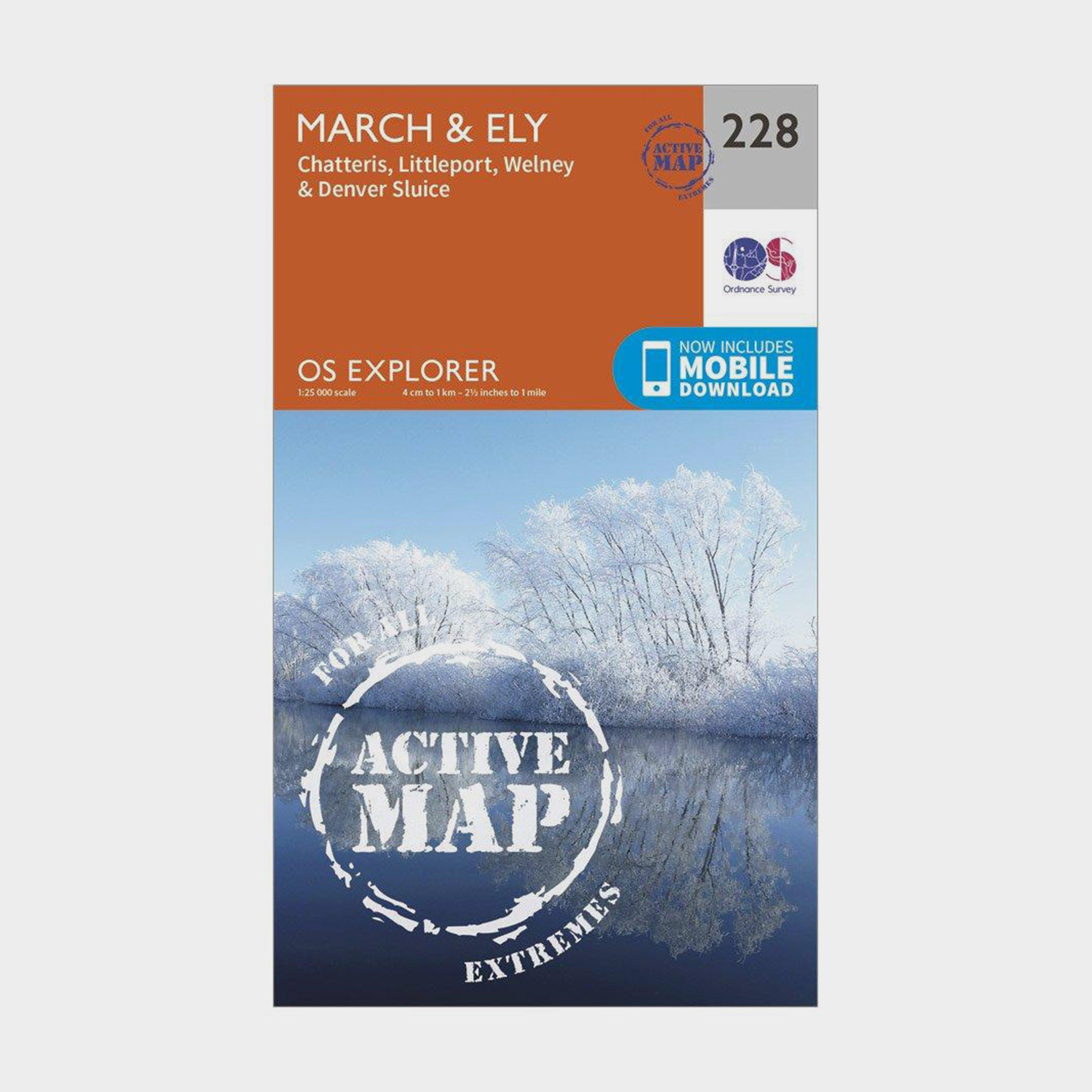 Ordnance Survey Explorer Active 228 March & Ely Map With Digital Version - Orange, Orange