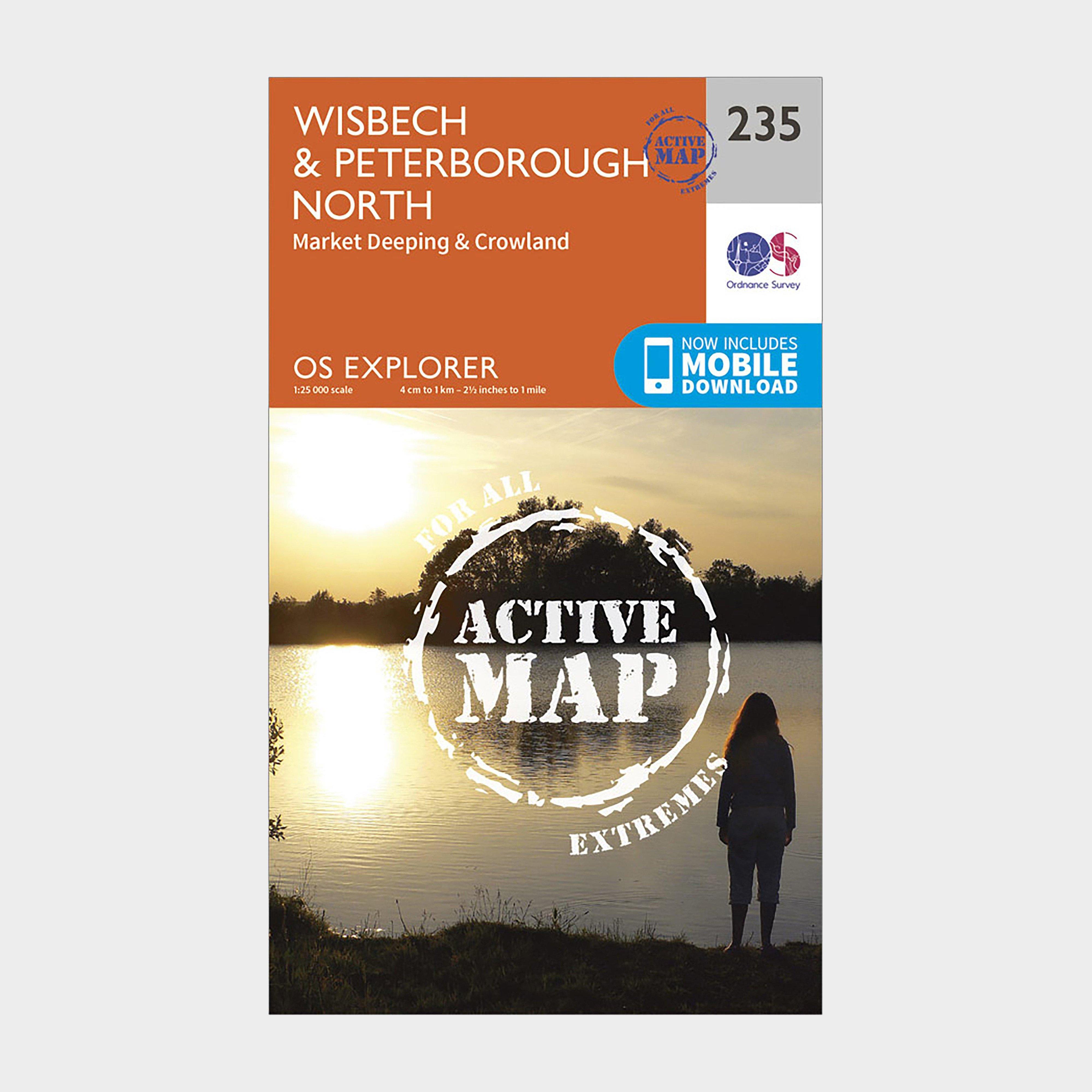 Ordnance Survey Explorer Active 235 Wisbech & Peterborough North Map With Digital Version - Orange, Orange