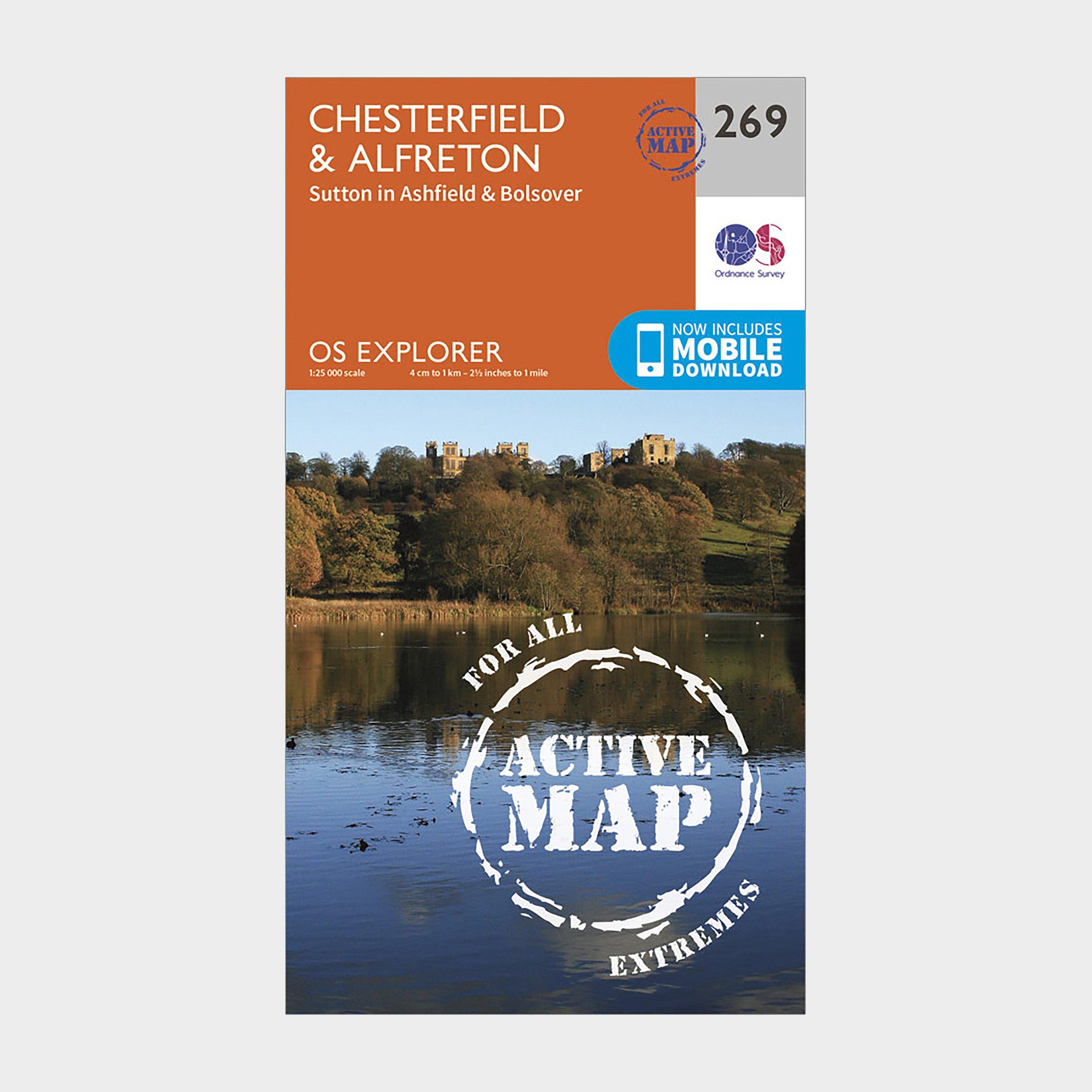 Ordnance Survey Orange Explorer Active 269 Chesterfield & Alfreton Map With Digital Version -