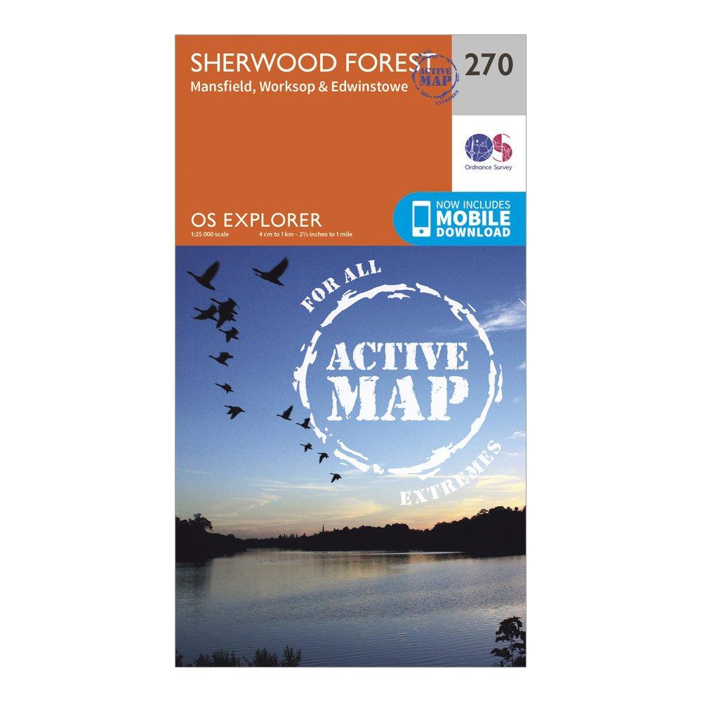 Ordnance Survey Explorer Active 270 Sherwood Forest Map With Digital Version - Orange, Orange