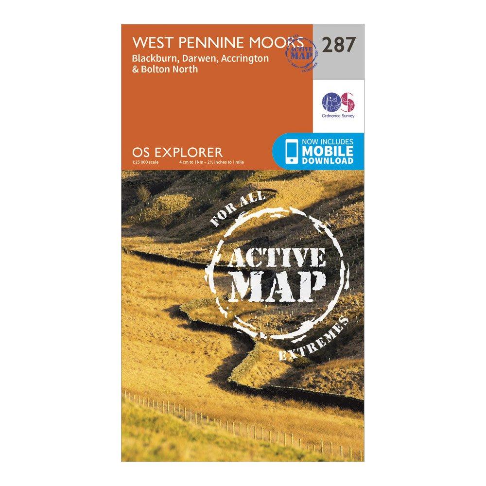 Explorer Active 287 West Pennine Moors, Blackburn, Darwen & Accrington Map With Digital Version - Orange, Orange