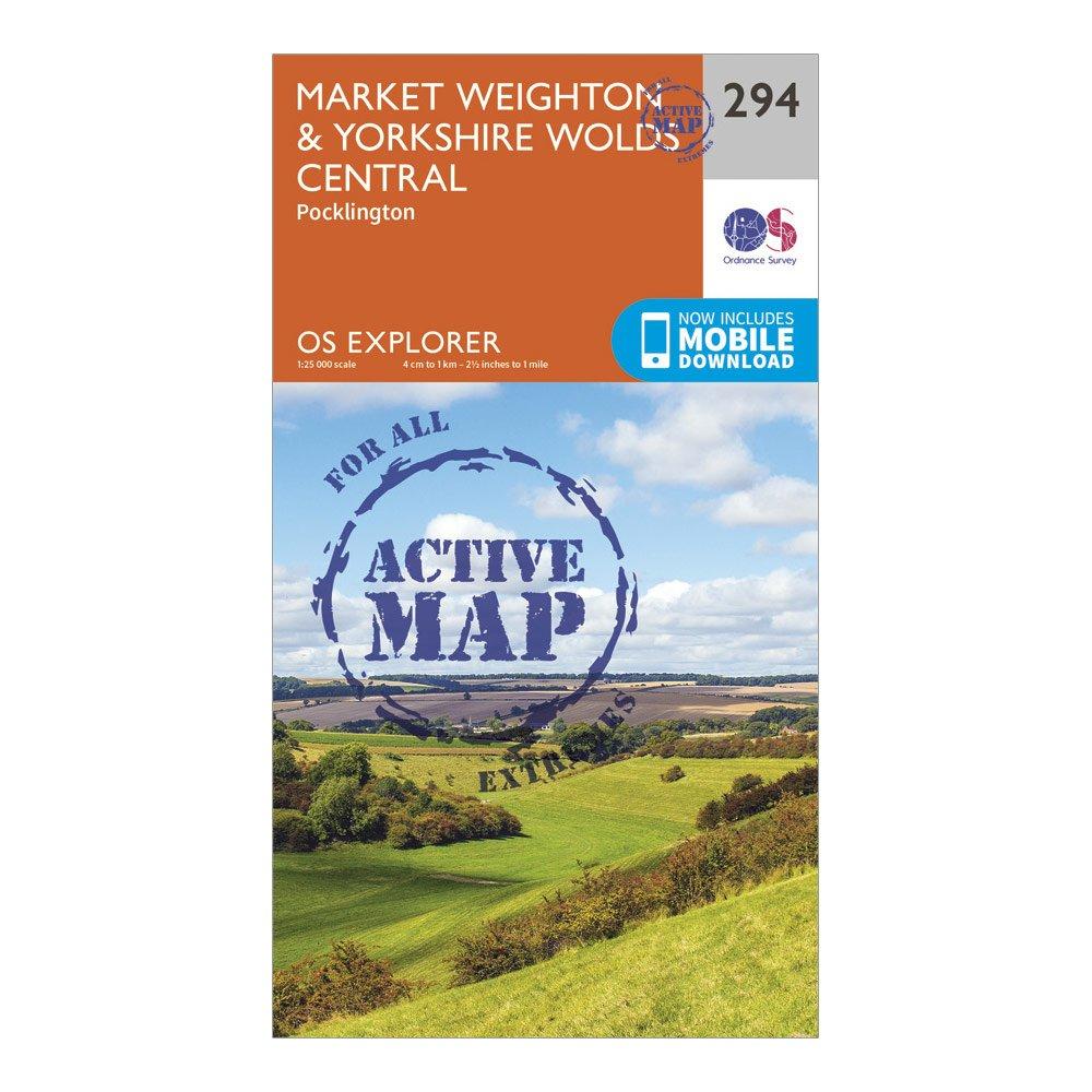Ordnance Survey Explorer Active 294 Market Weighton & Yorkshire Wolds Central Map With Digital Version - Orange, Orange