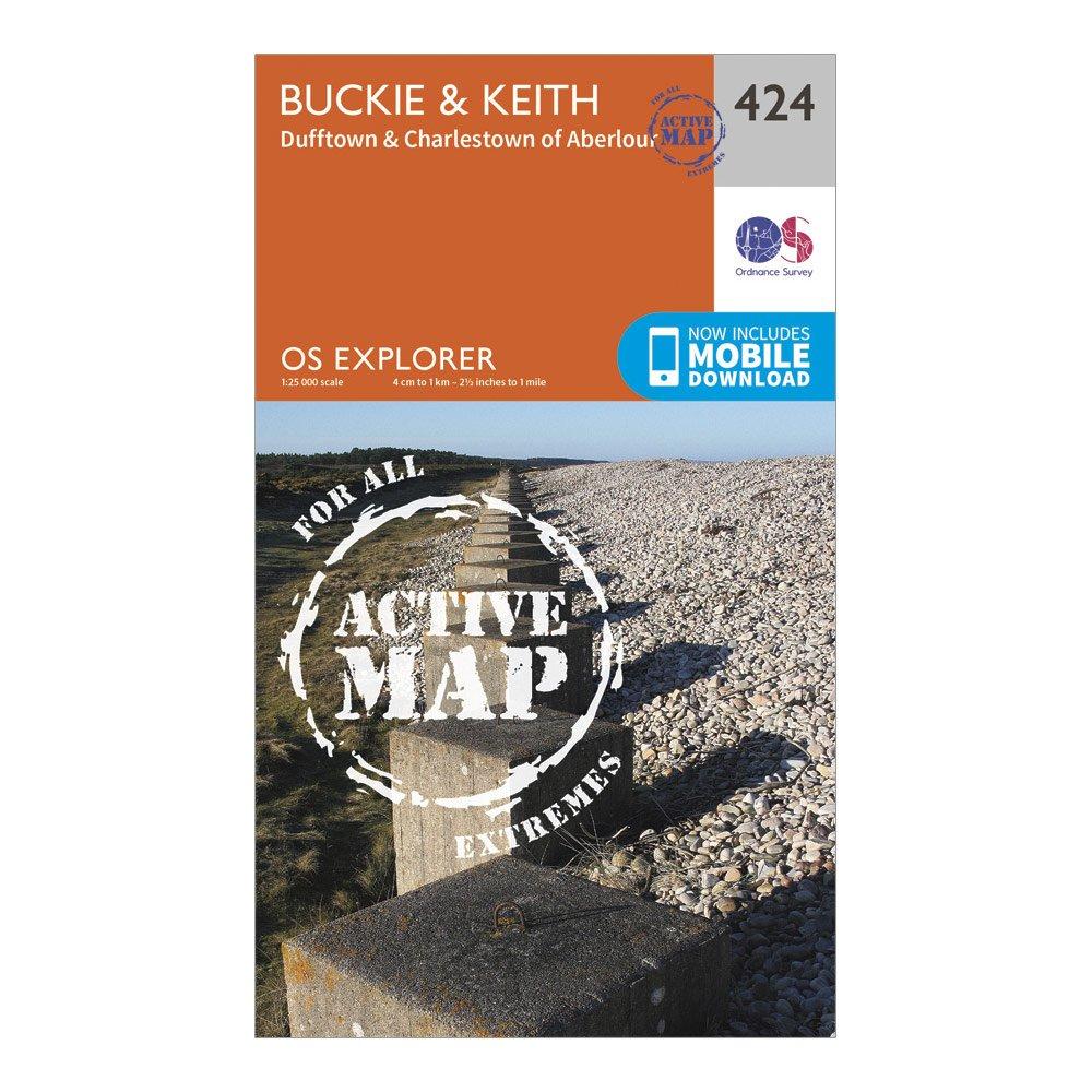 Ordnance Survey Unisex Orange Explorer Active 424 Buckie & Keith Map With Digital Version