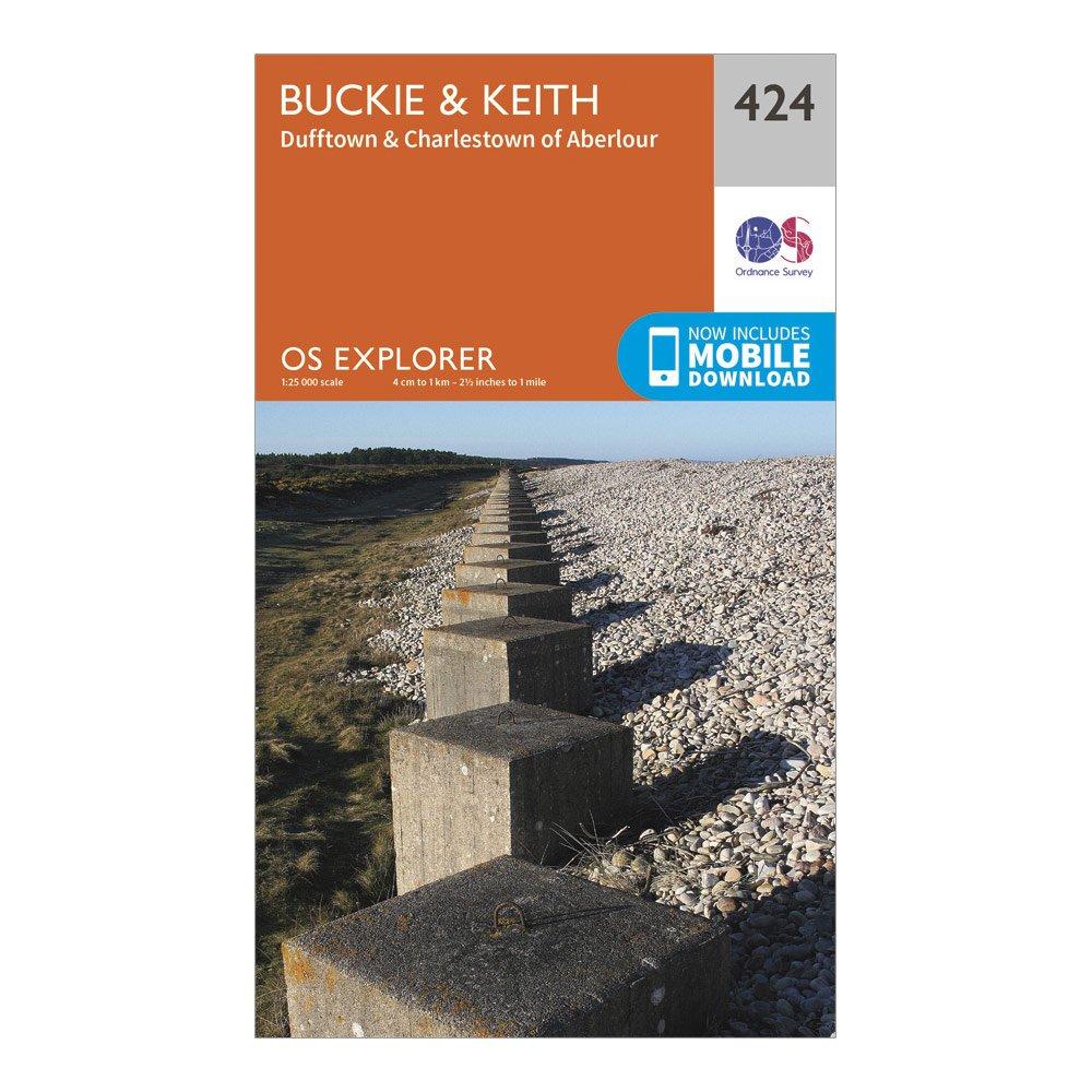 Ordnance Survey Unisex Orange Explorer 424 Buckie & Keith Map With Digital Version