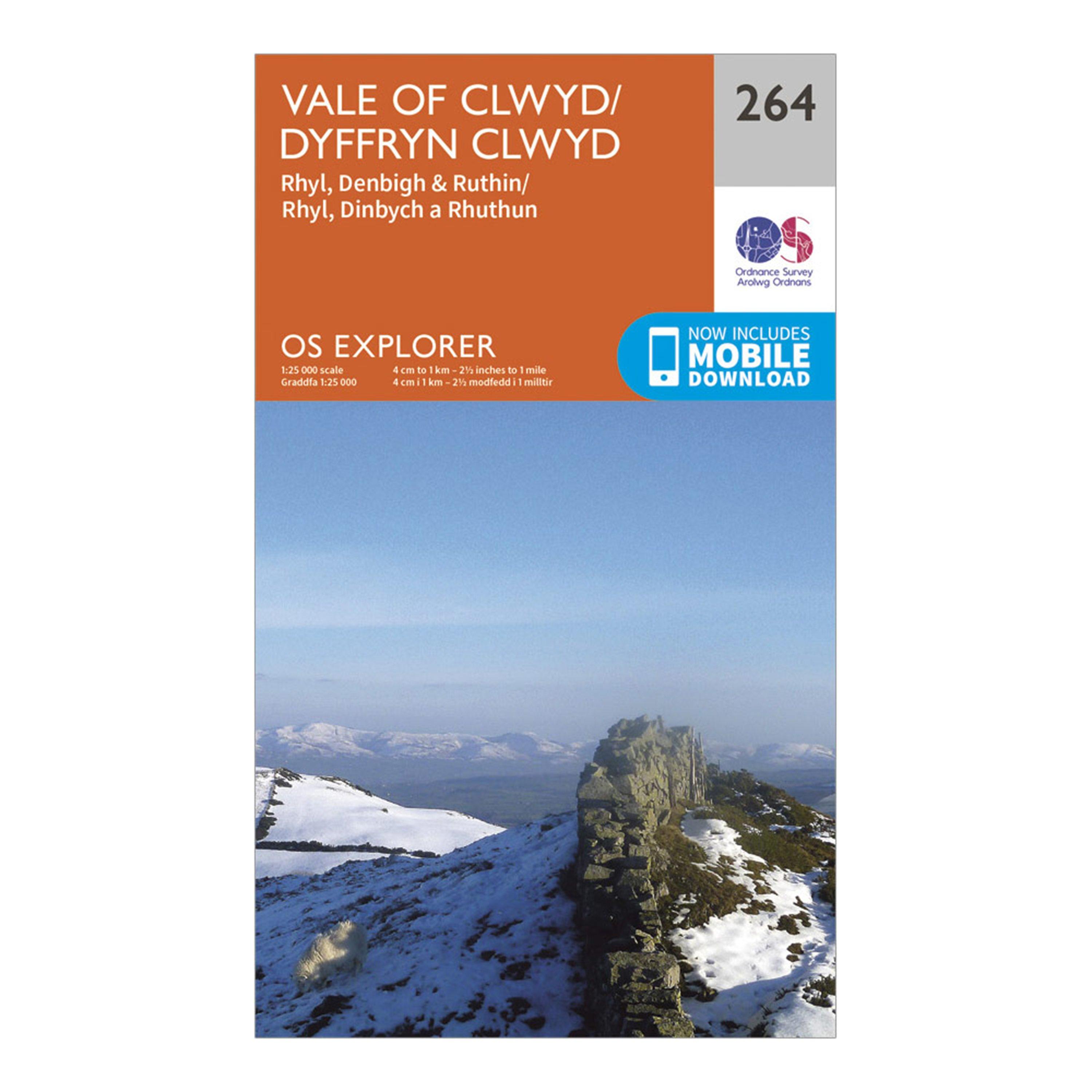 Ordnance Survey Unisex Orange Explorer 264 Vale Of Clwyd, Rhyl, Denbigh & Ruthin Map With Digital Version - Clear