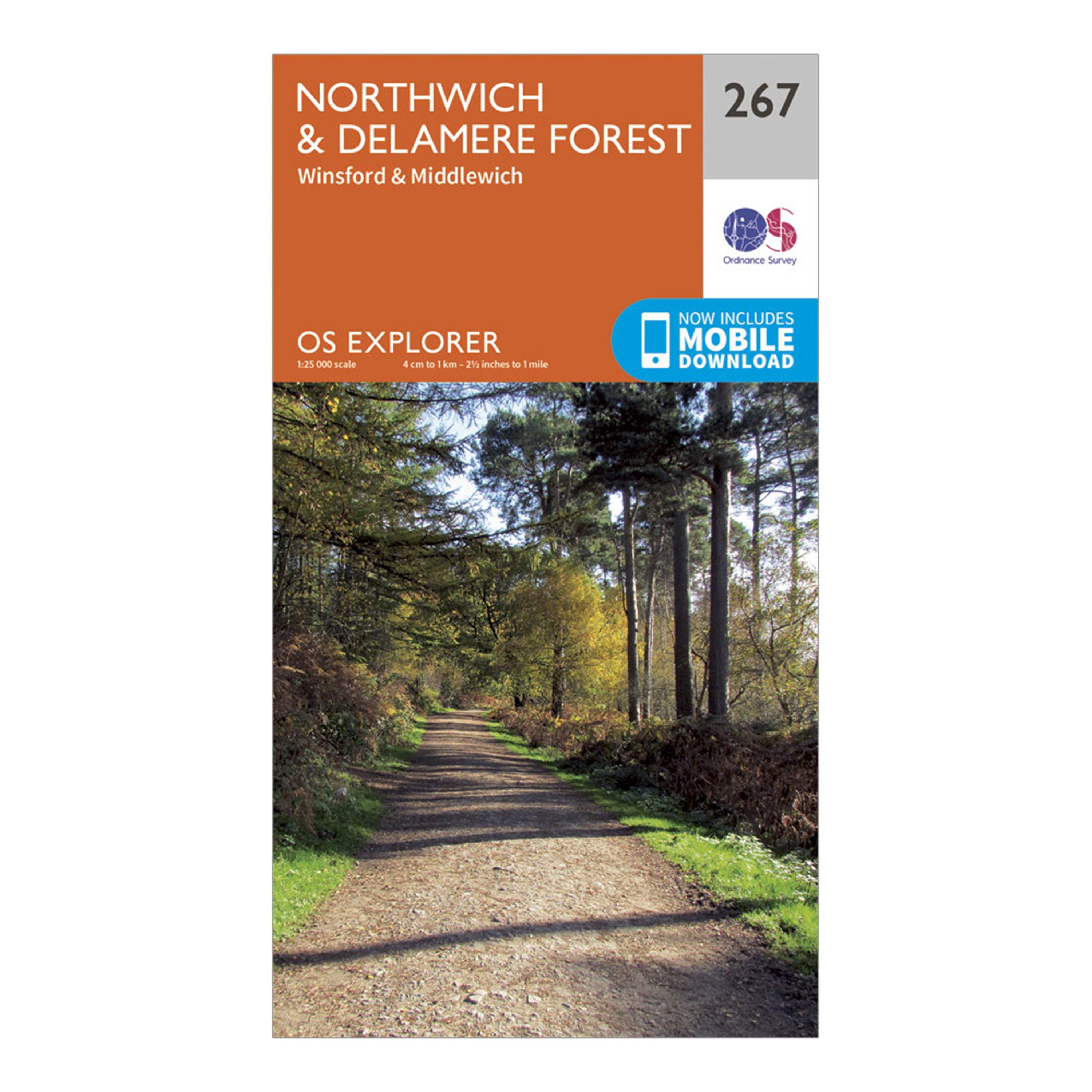 Explorer 267 Northwich & Delamere Forest Map With Digital Version - Orange, Orange