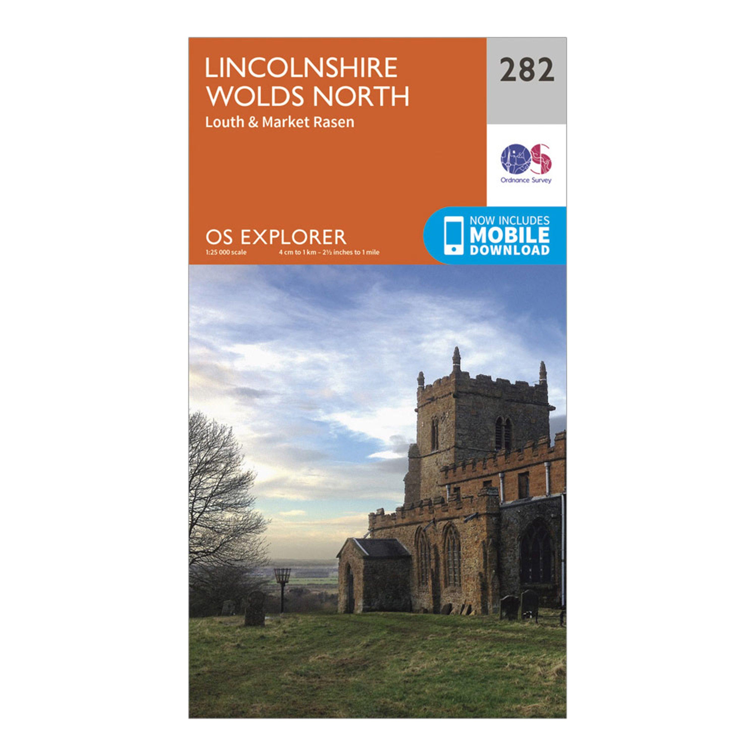 Explorer 282 Lincolnshire Wolds North Map With Digital Version Orange