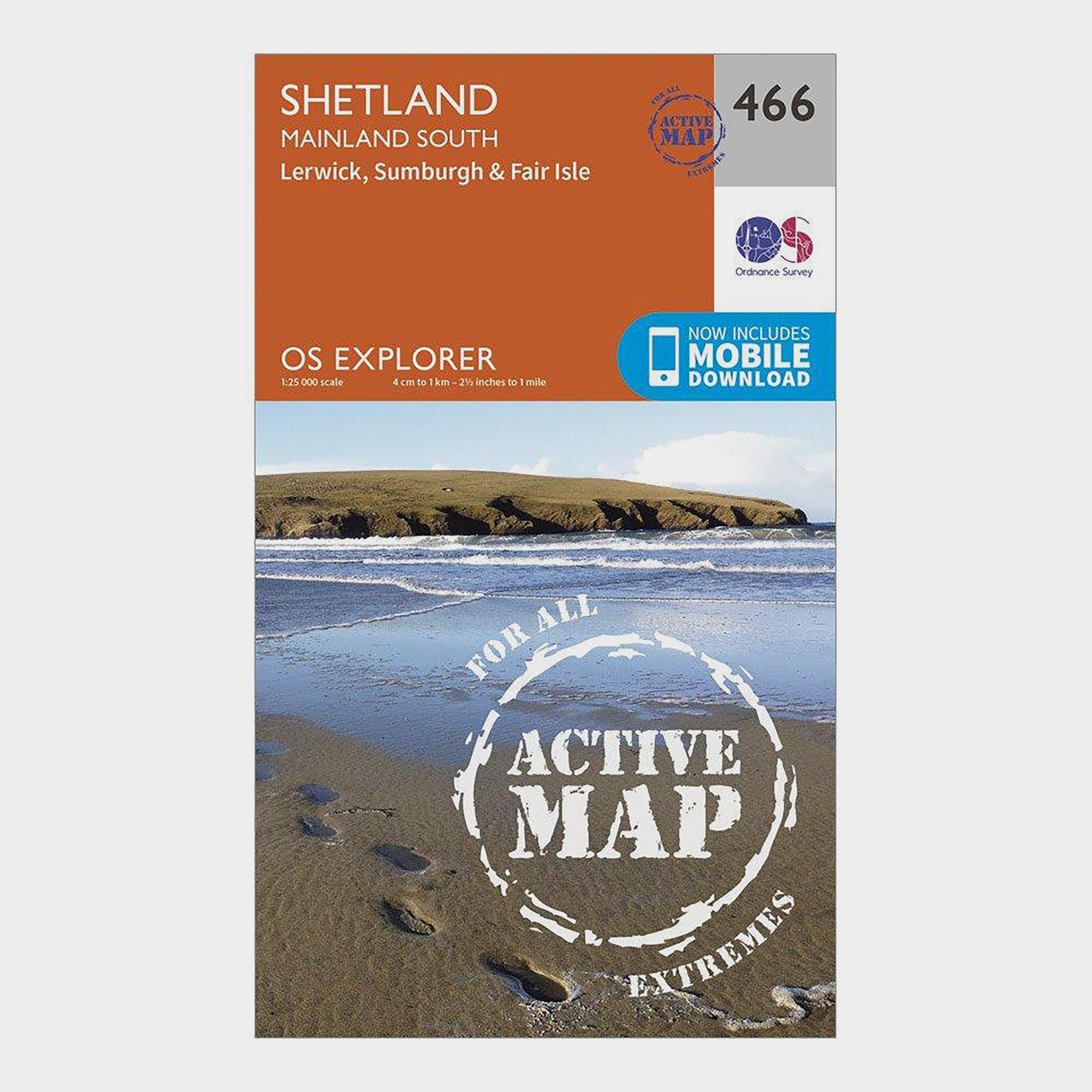 Ordnance Survey Unisex Orange Explorer Active 476 Shetland - Mainland South Map With Digital Version - Clear