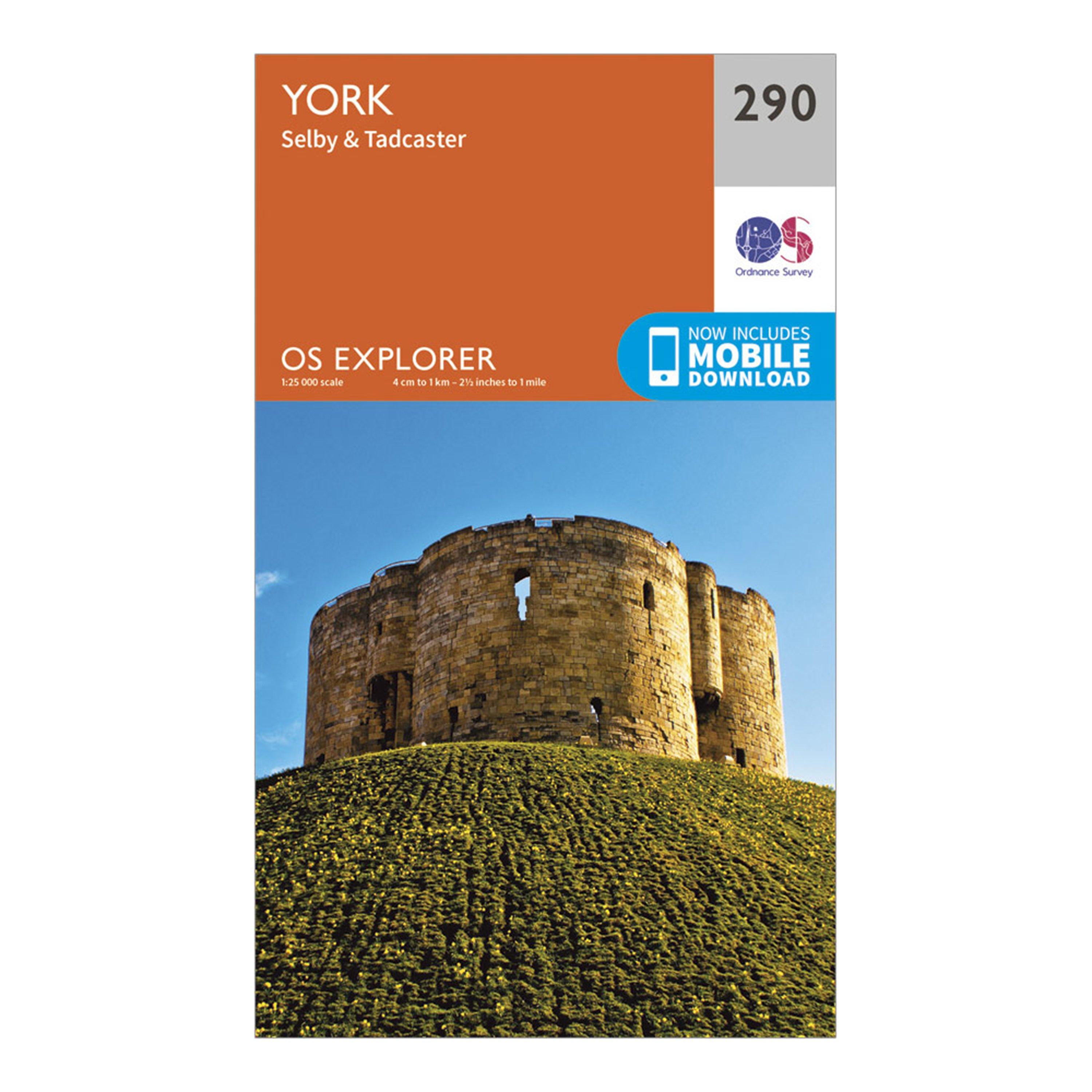 Ordnance Survey Unisex Orange Explorer 290 York Map With Digital Version