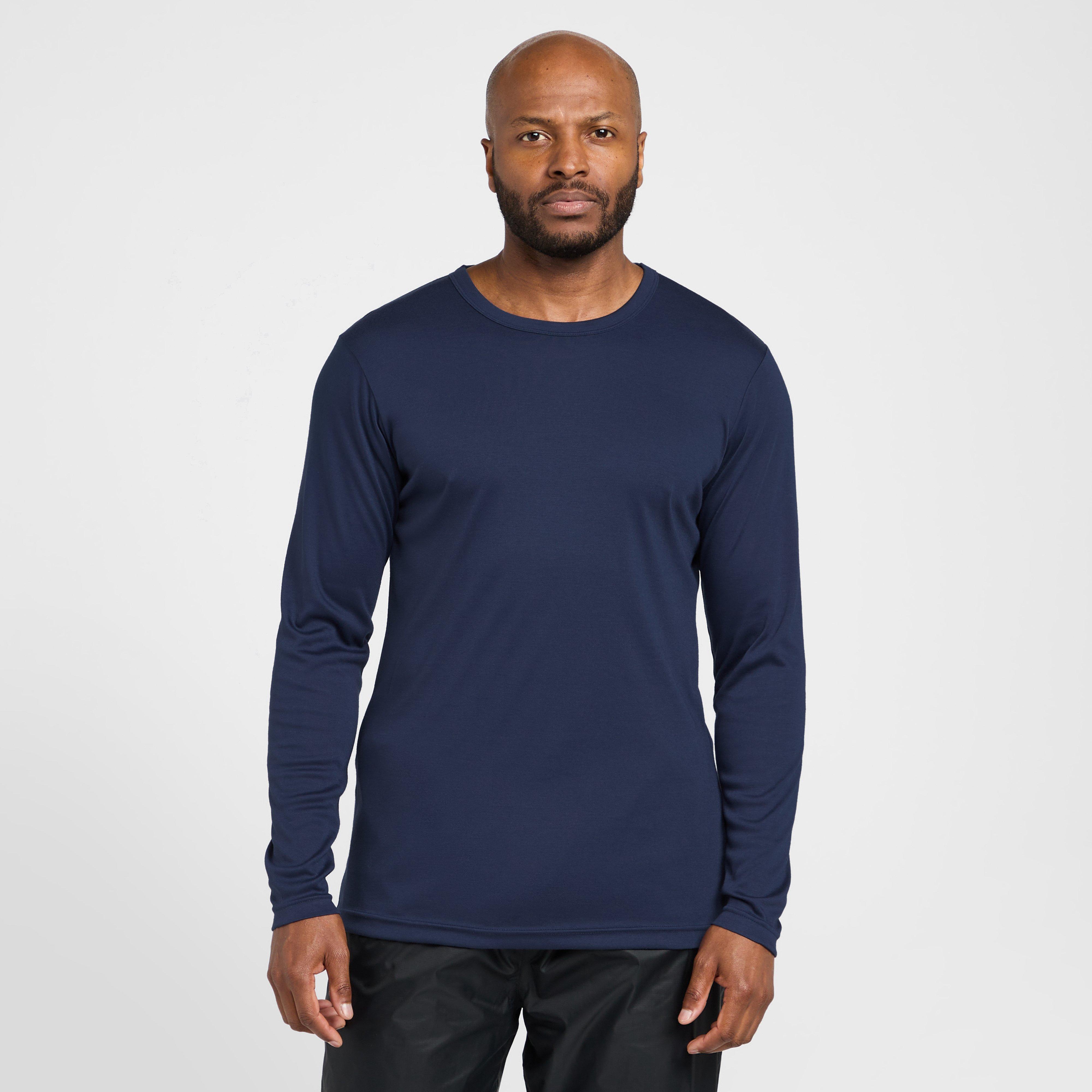 Mens Long-Sleeve Thermal Crew Neck Top Navy - Blue, Blue