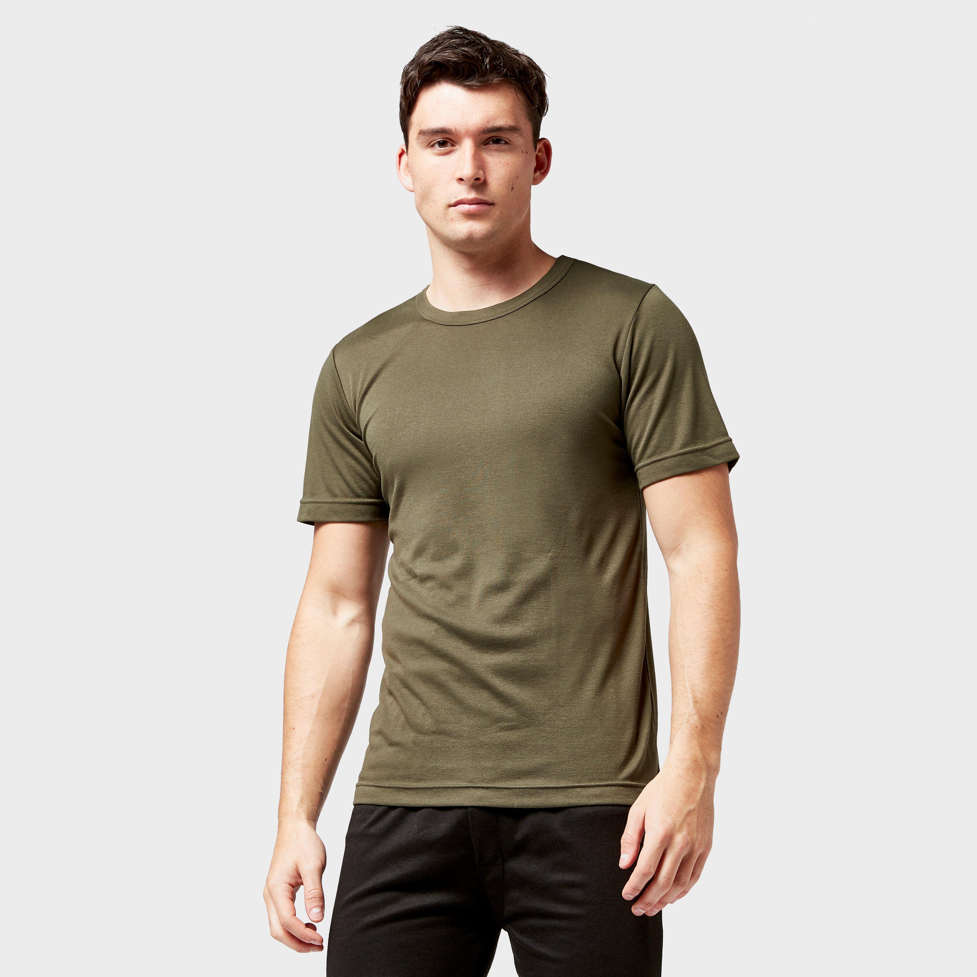 Mens Short Sleeved Thermal Crew Neck Top Khaki - Khaki, Khaki