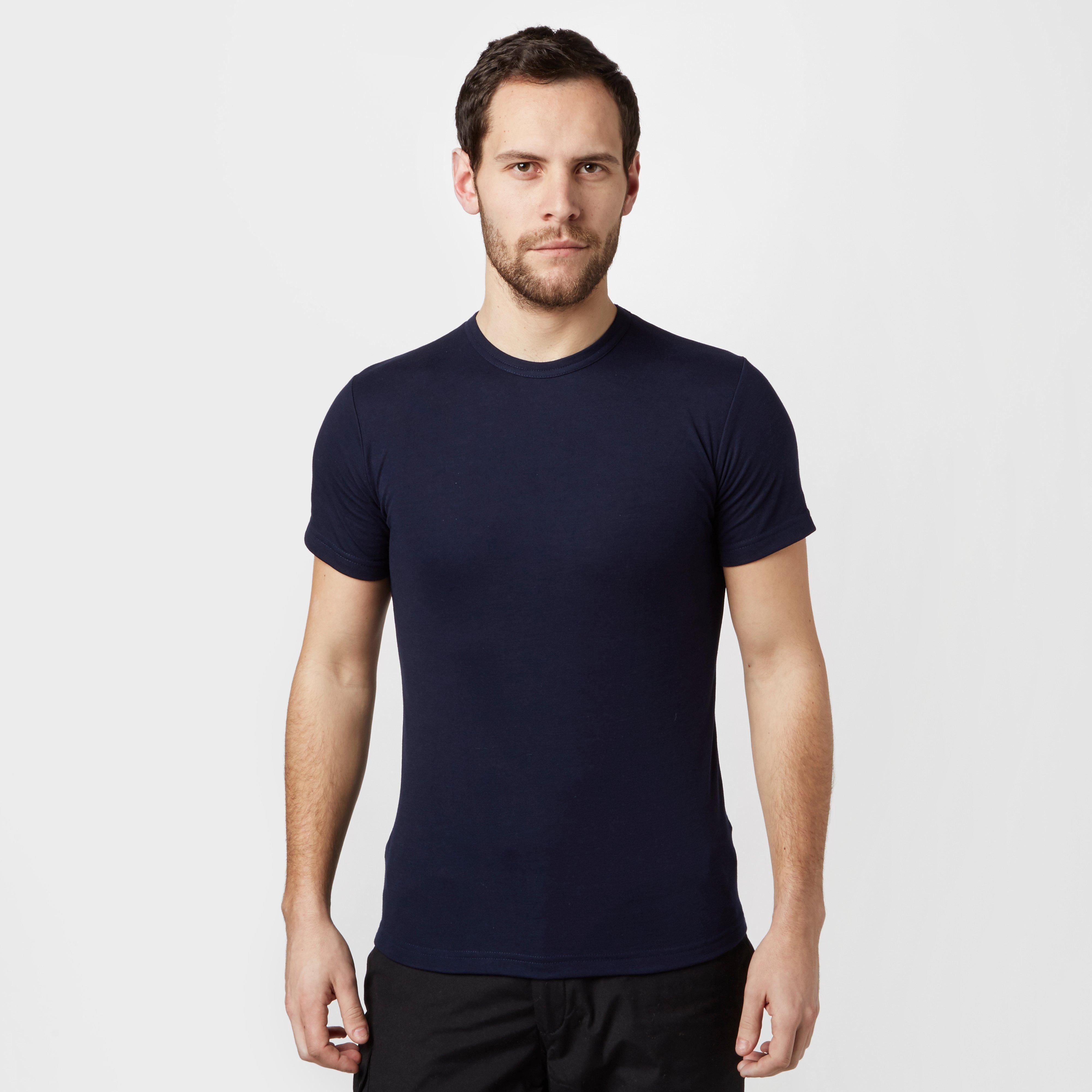 Mens Short Sleeved Thermal Crew Neck Top Navy - Blue, Blue