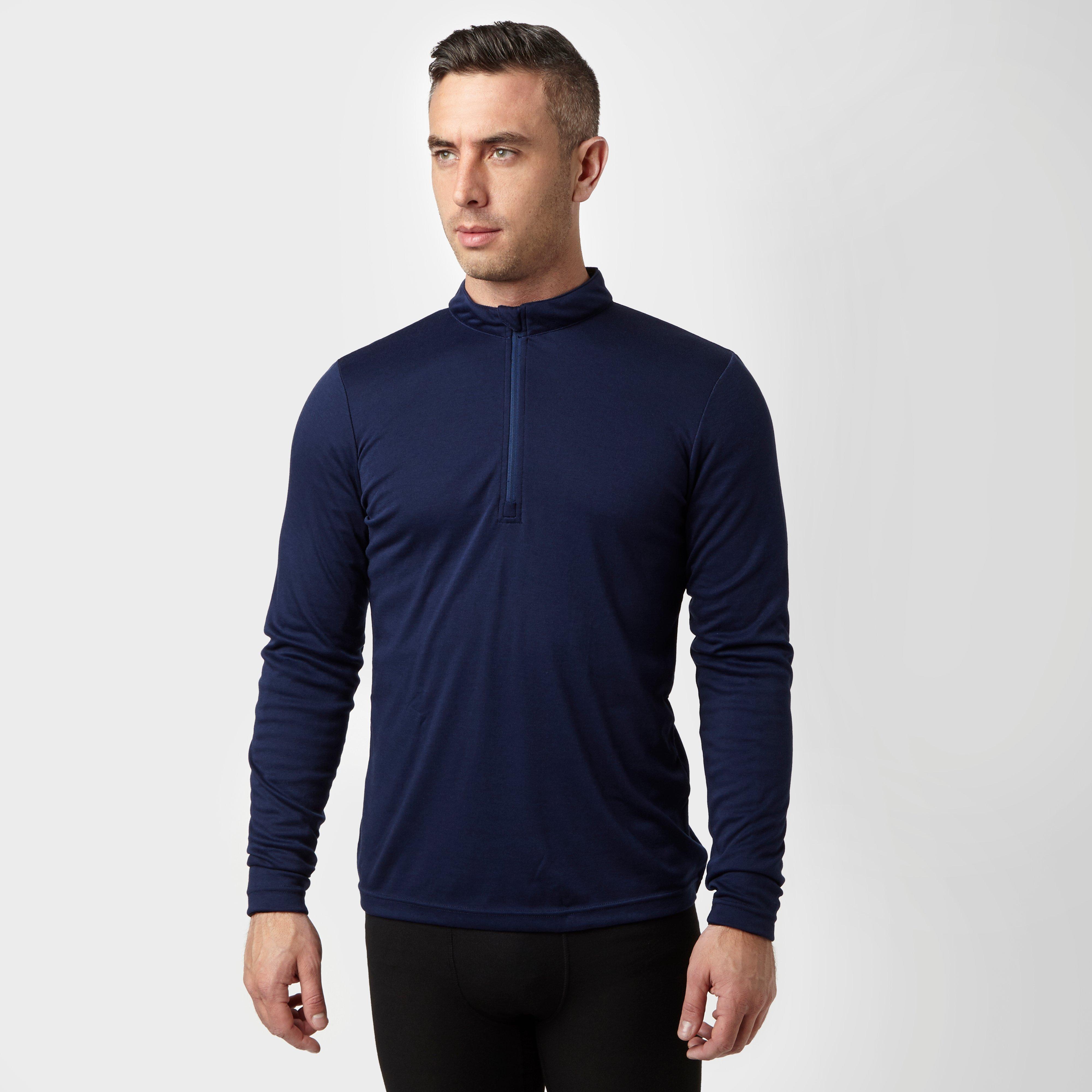 Men's Long Sleeve Zip Neck Thermal T-Shirt - Blue, Blue