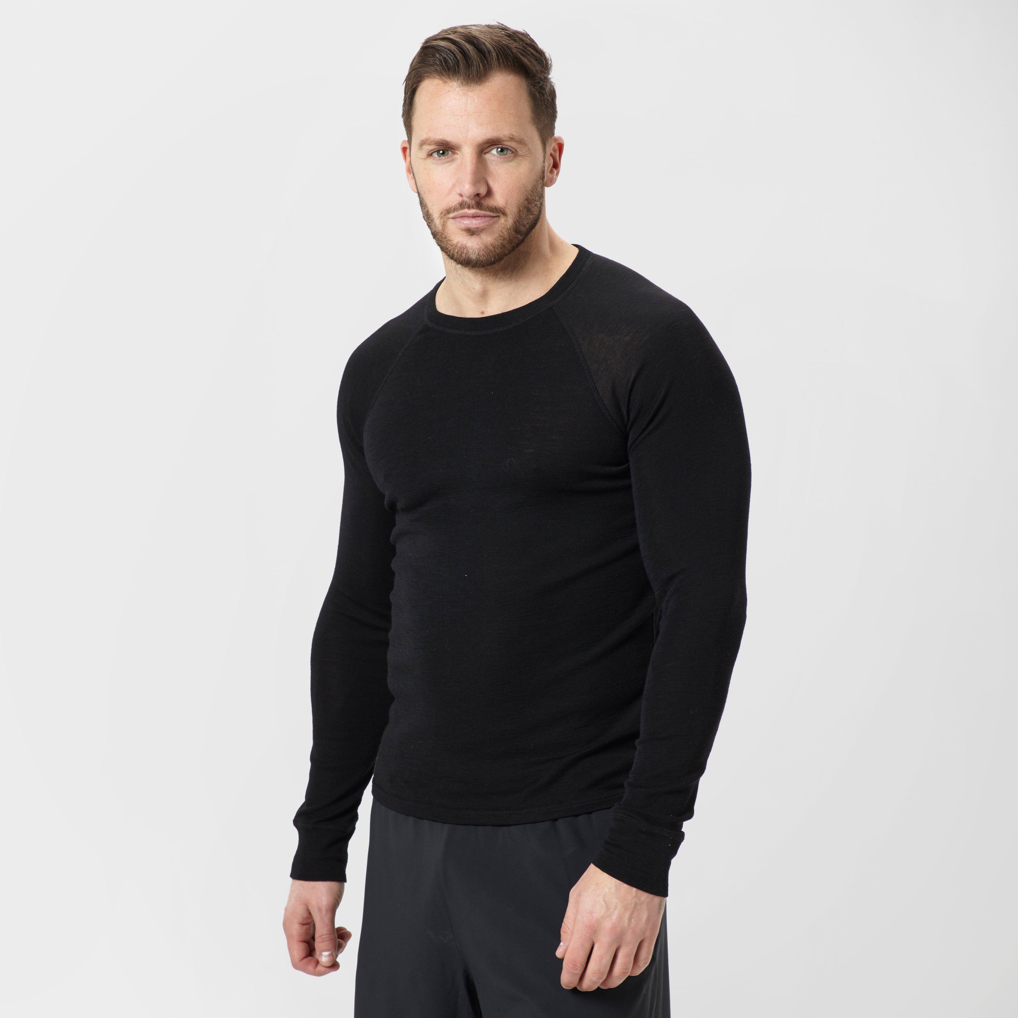 Men's Merino Long-Sleeve Crew Neck Baselayer, Black