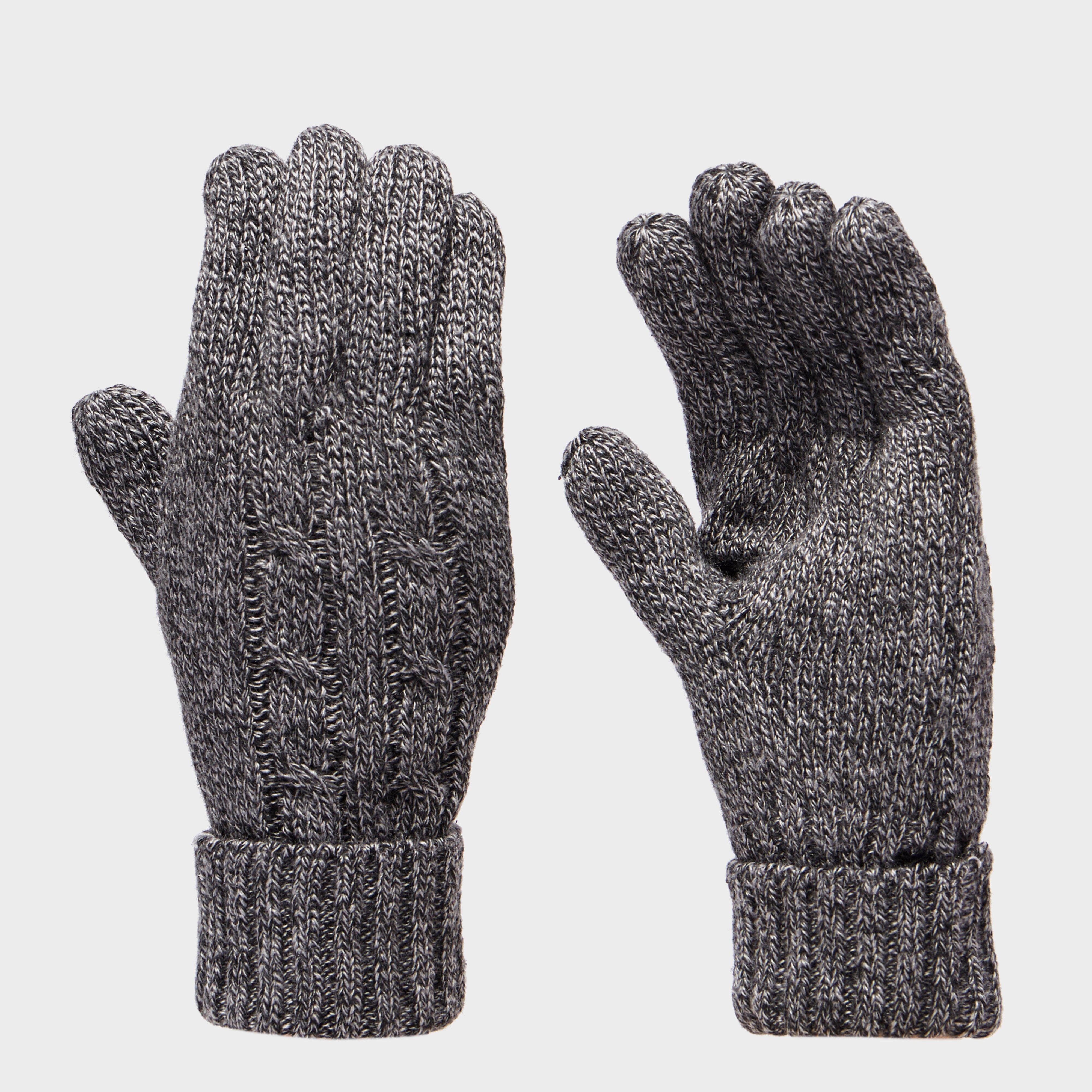 Women's Cable Knitted Gloves - Grey, Grey