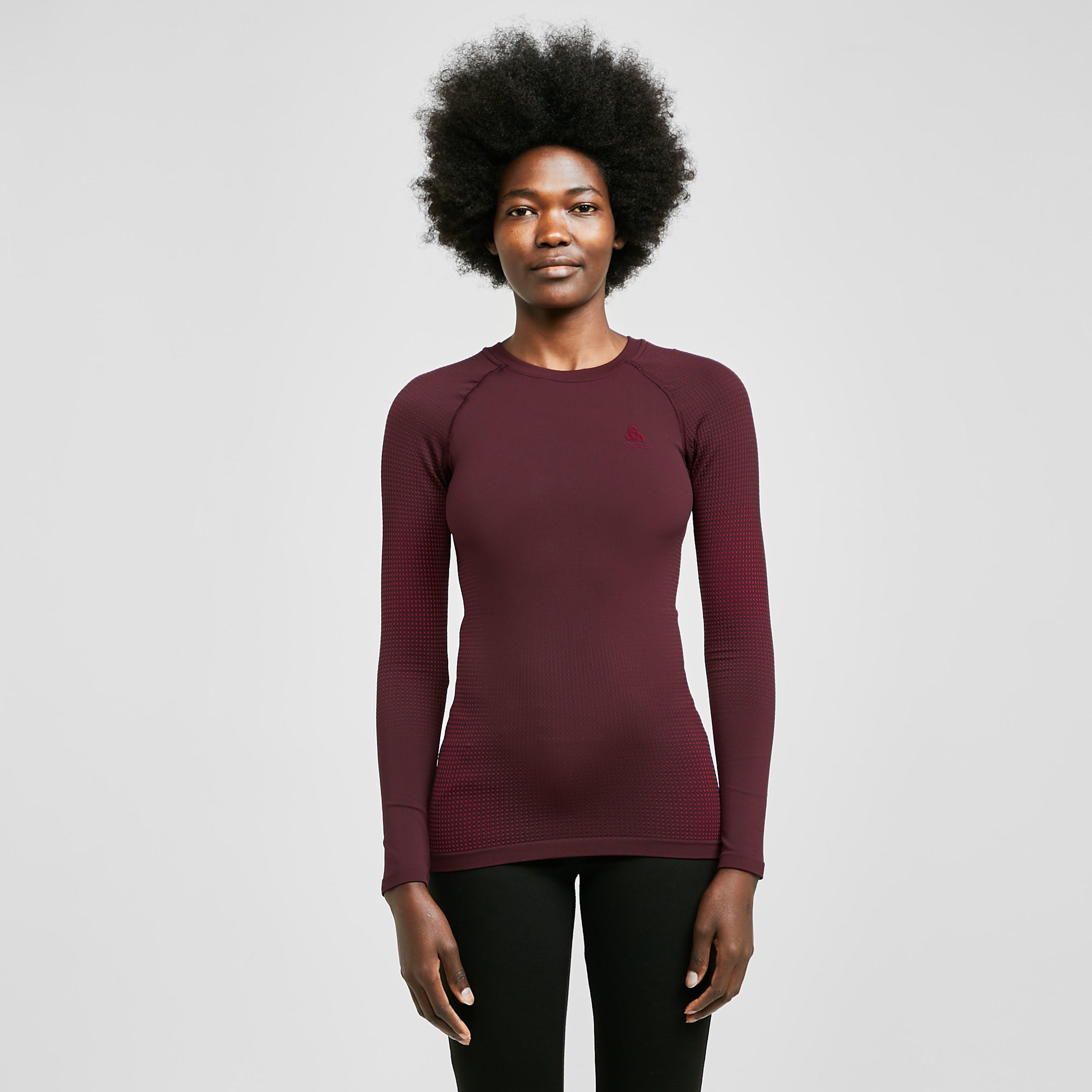Womens Performance Warm Long Sleeve Crew Neck Baselayer - Red, Red
