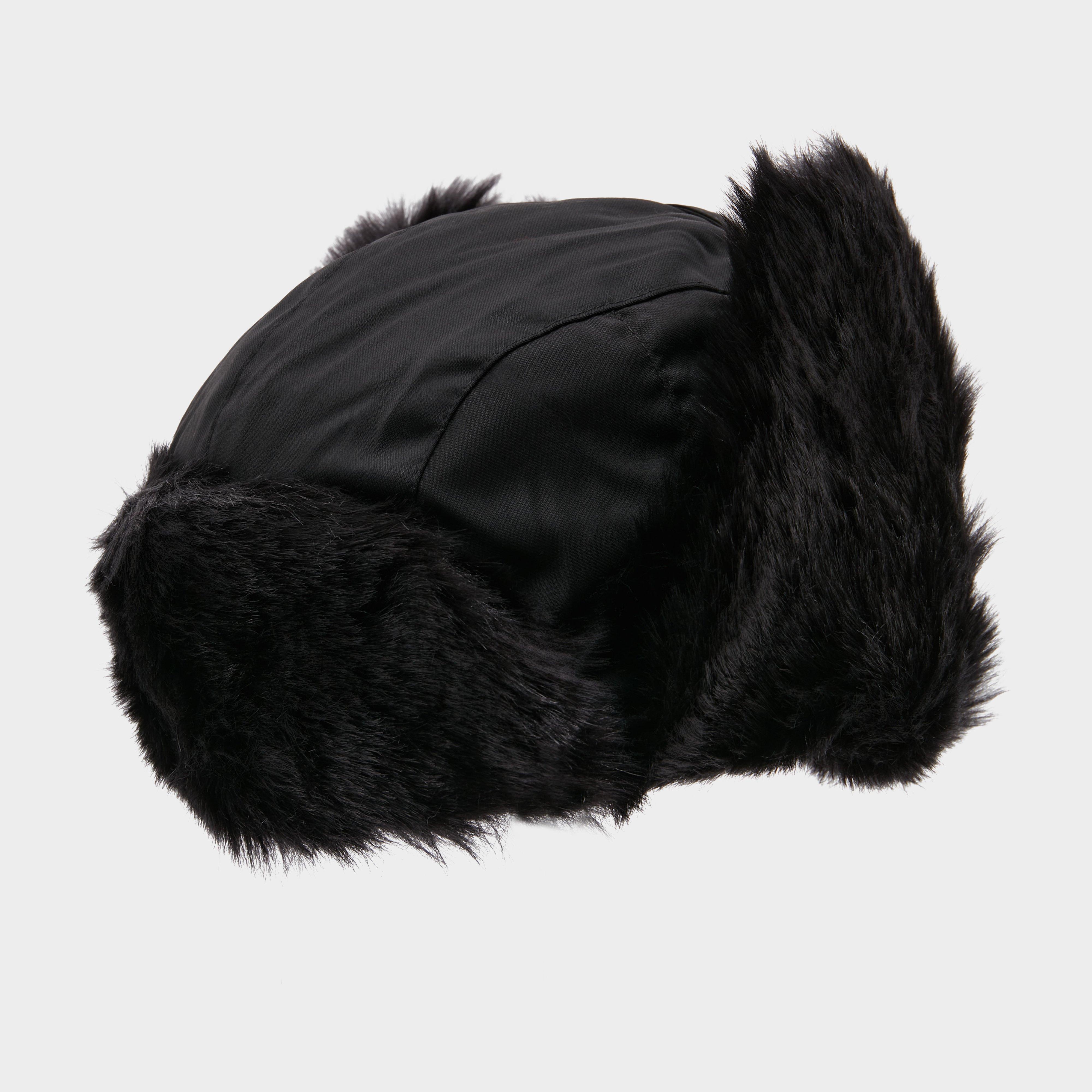 Women's Furry Trapper Hat, Black