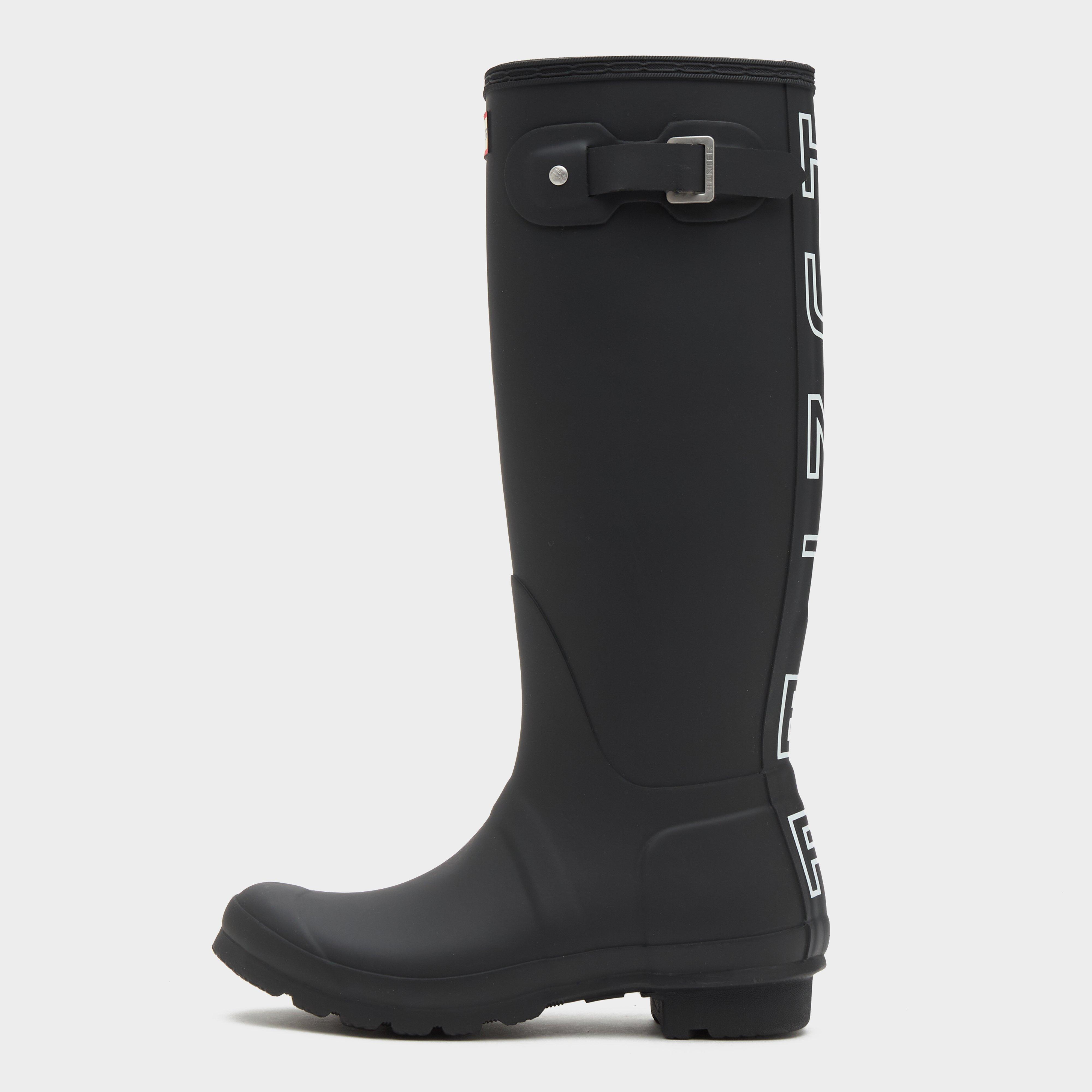 Original Tall Back Print Wellington Boots, Black