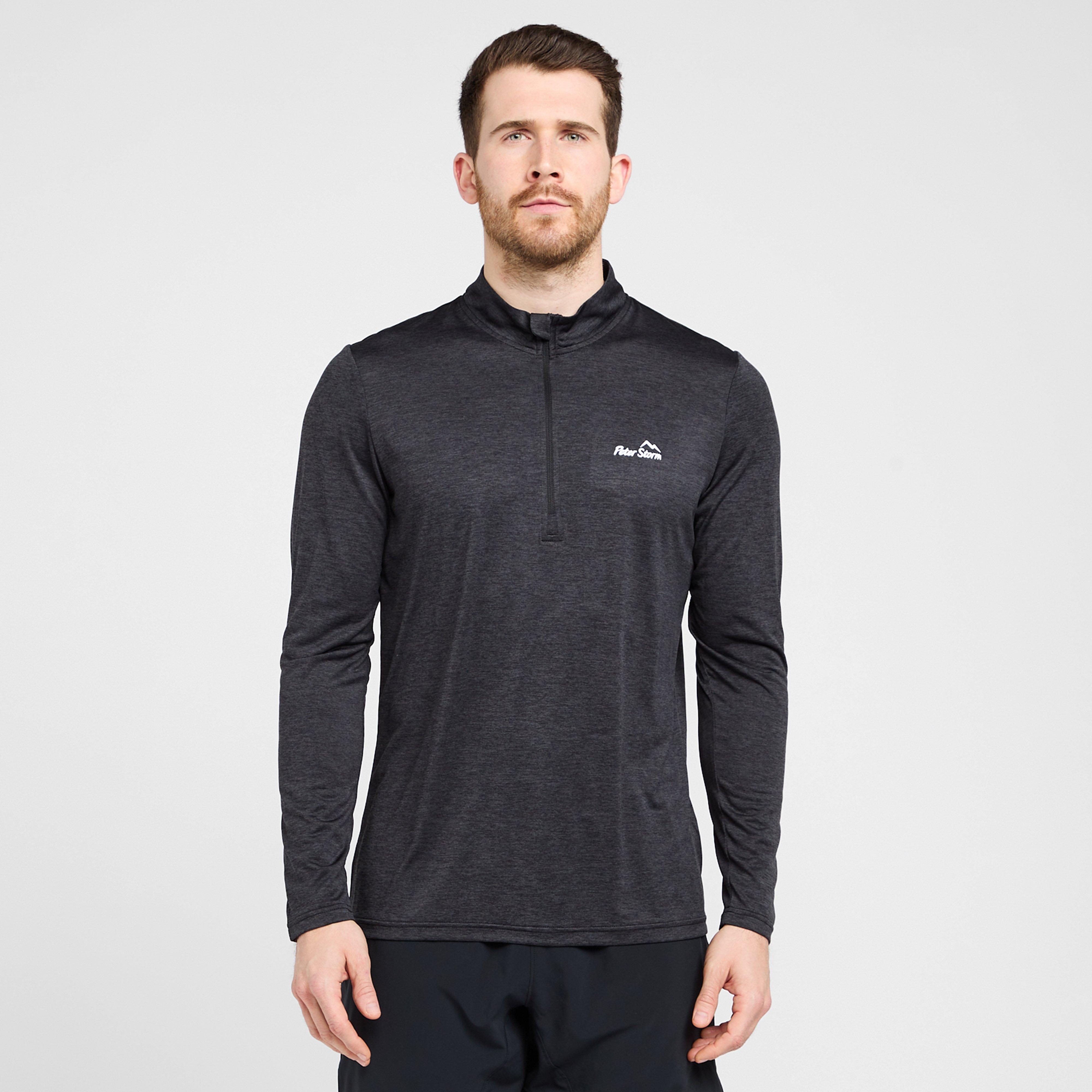 Peter Storm Men's Long Sleeved Zipped Active T-Shirt - Black, Black