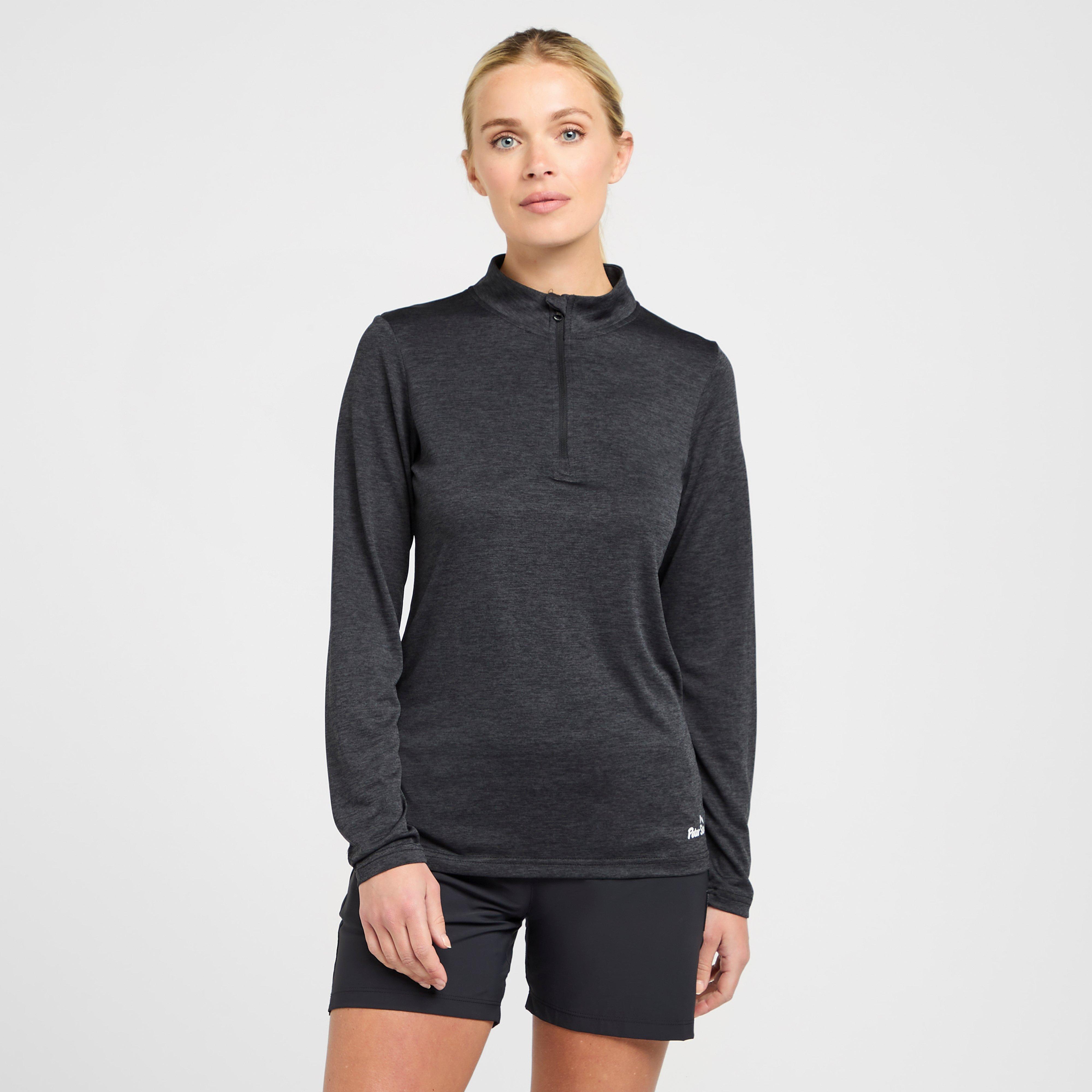 Women's Long Sleeved Zipped Active T-Shirt - Black, Black