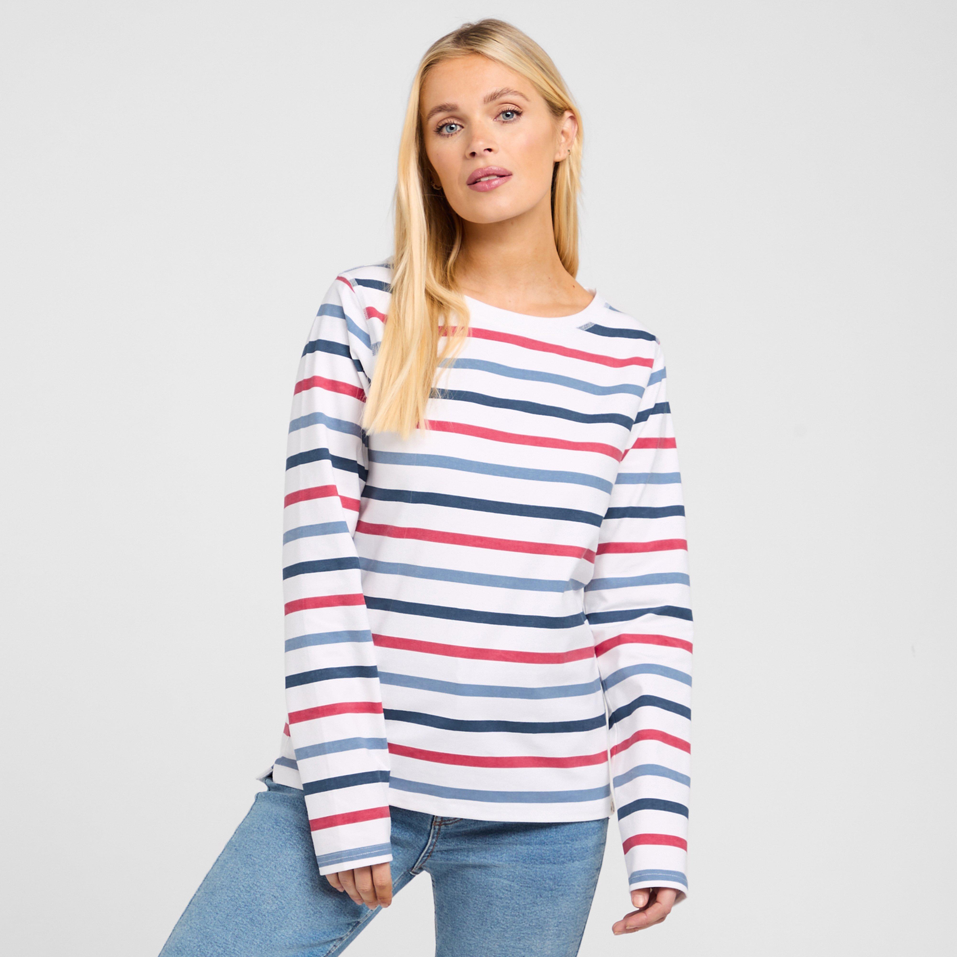 One Earth Women's Bantham Long Sleeve Striped T-Shirt - White, White