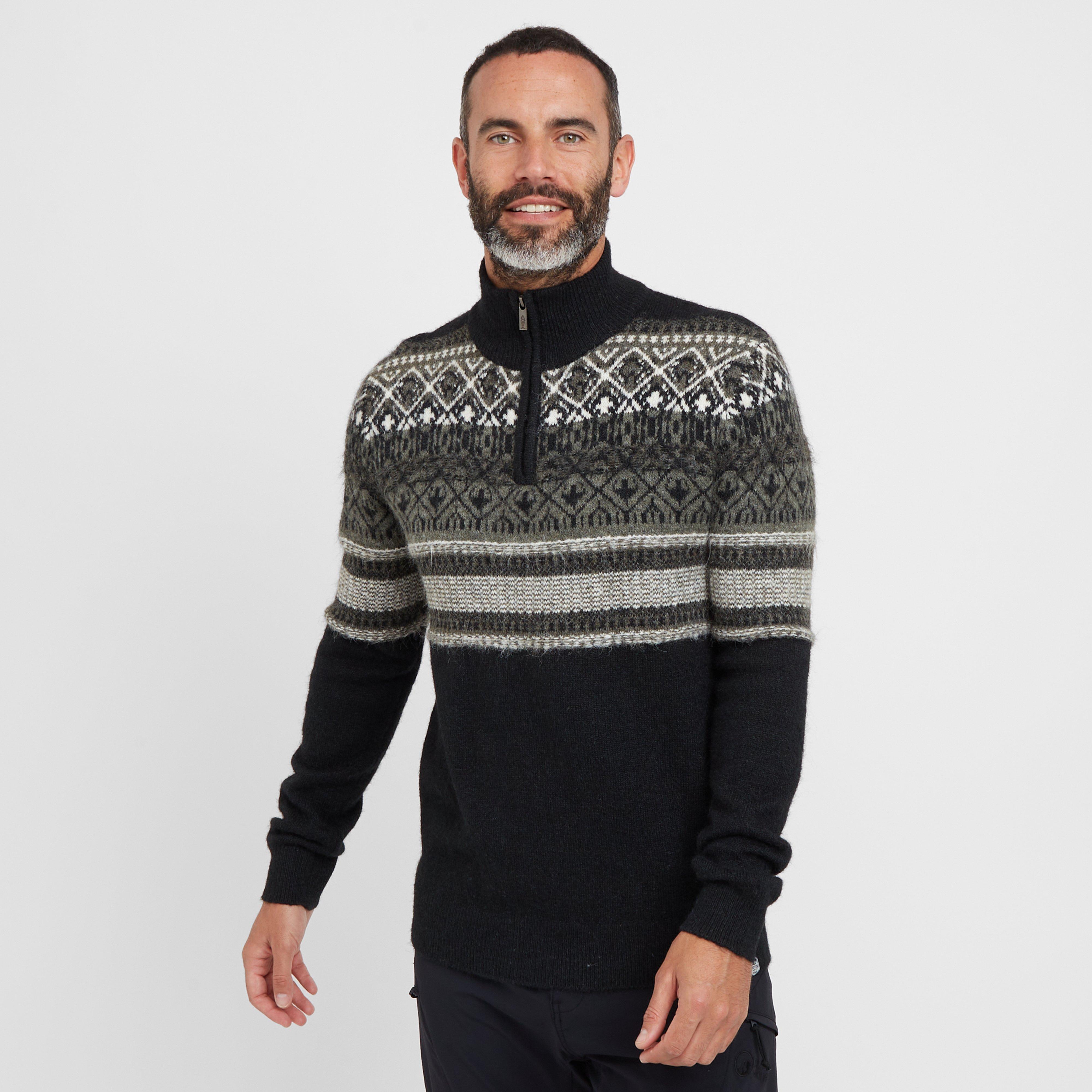 Men's Yarmouth Fair Isle Half Zip Sweater - Black, Black