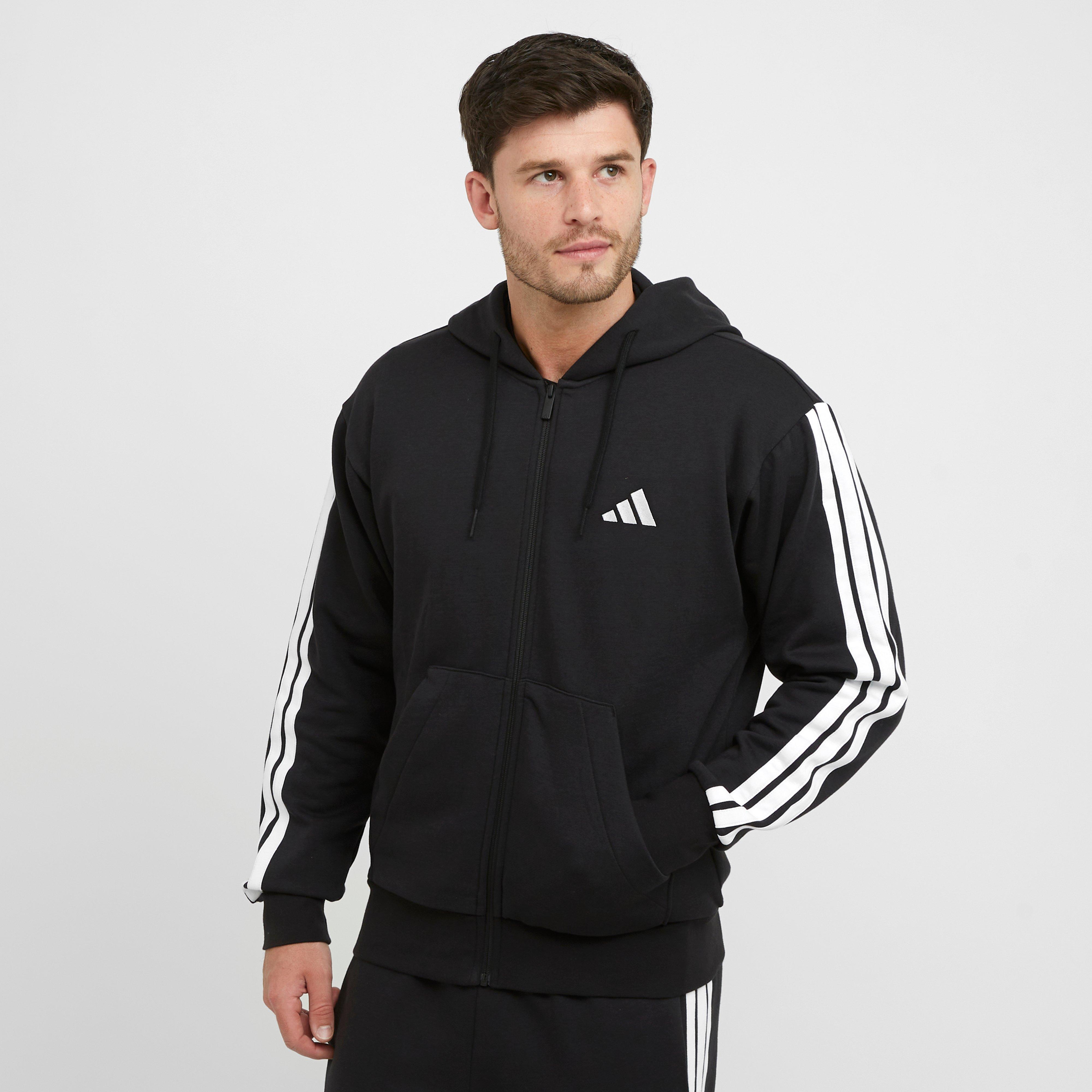 Adidas Men's Essentials 3-Stripes Fleece Hoodie - Black, Black