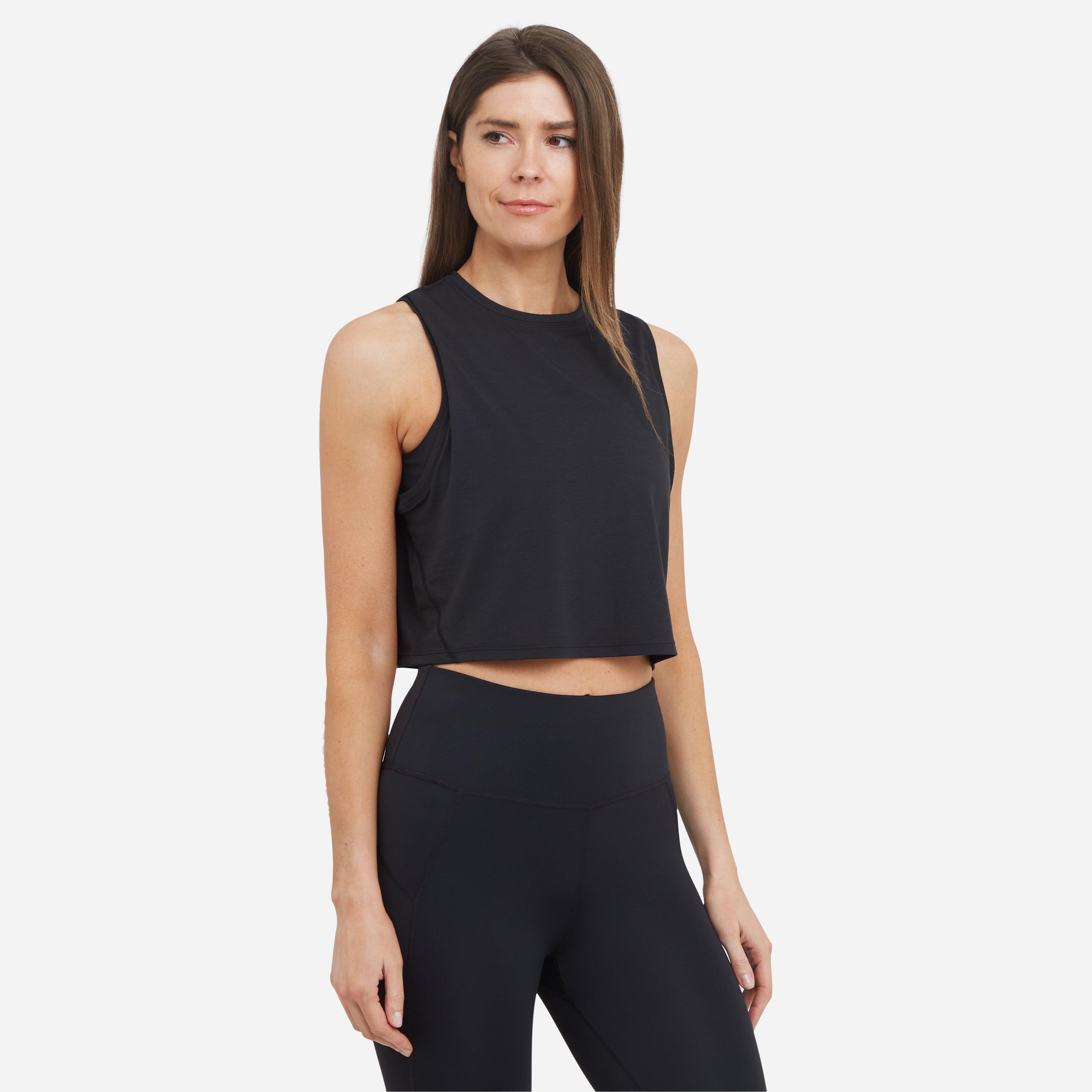 Women's Breathe Easy Crop Muscle Vest, Black