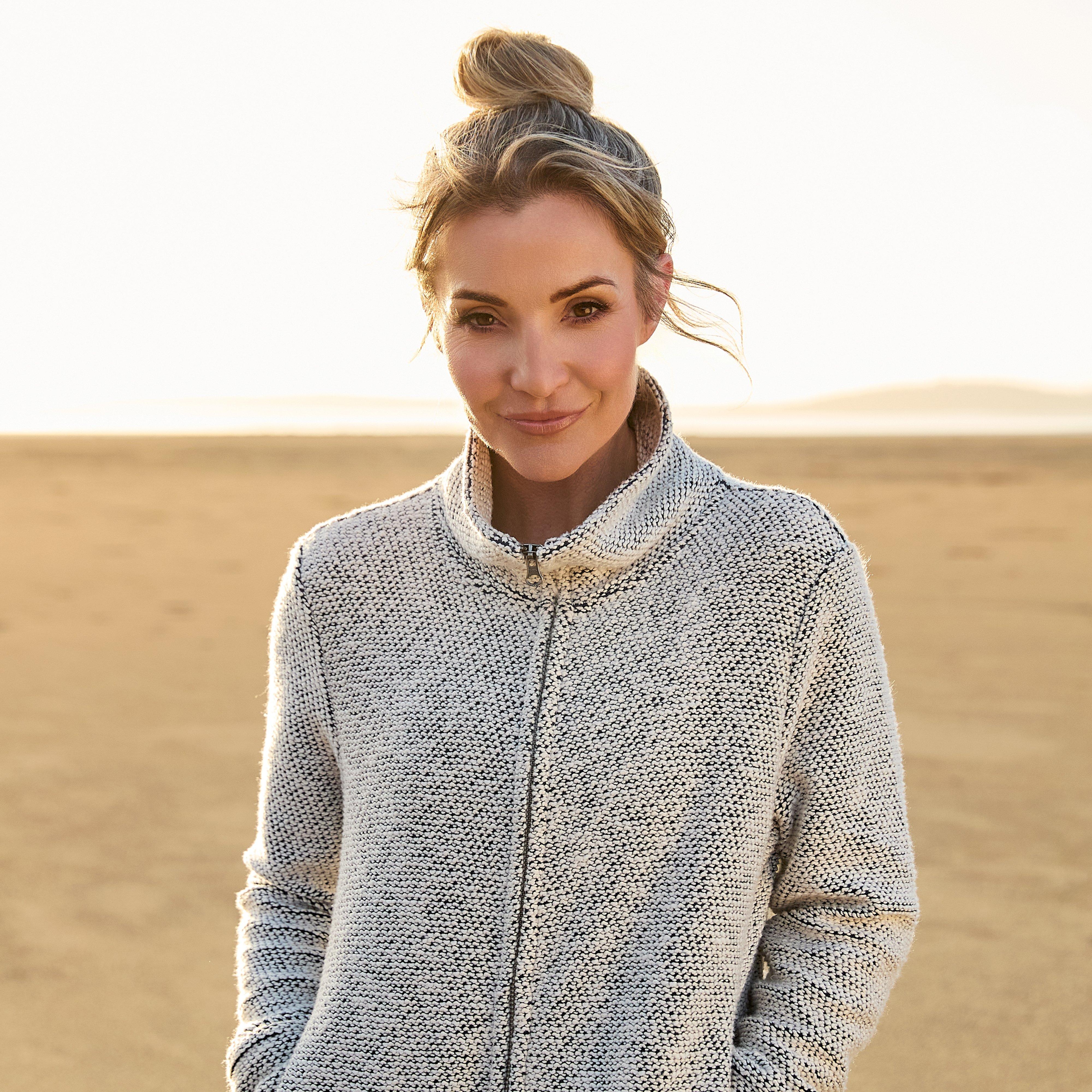 Women's Textured Full Zip Fleece, Grey