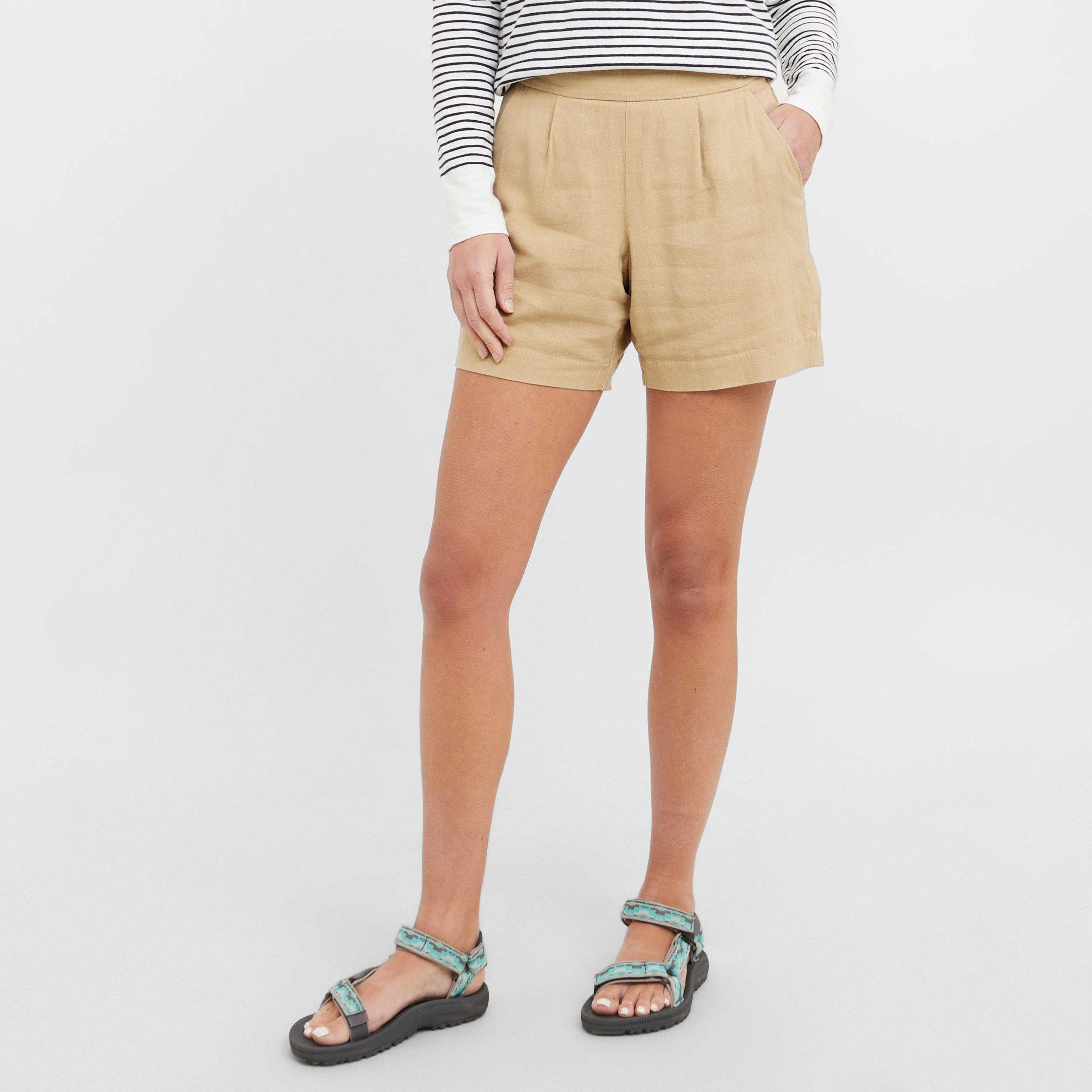 Women's Linen Blend Shorts - Beige, Beige