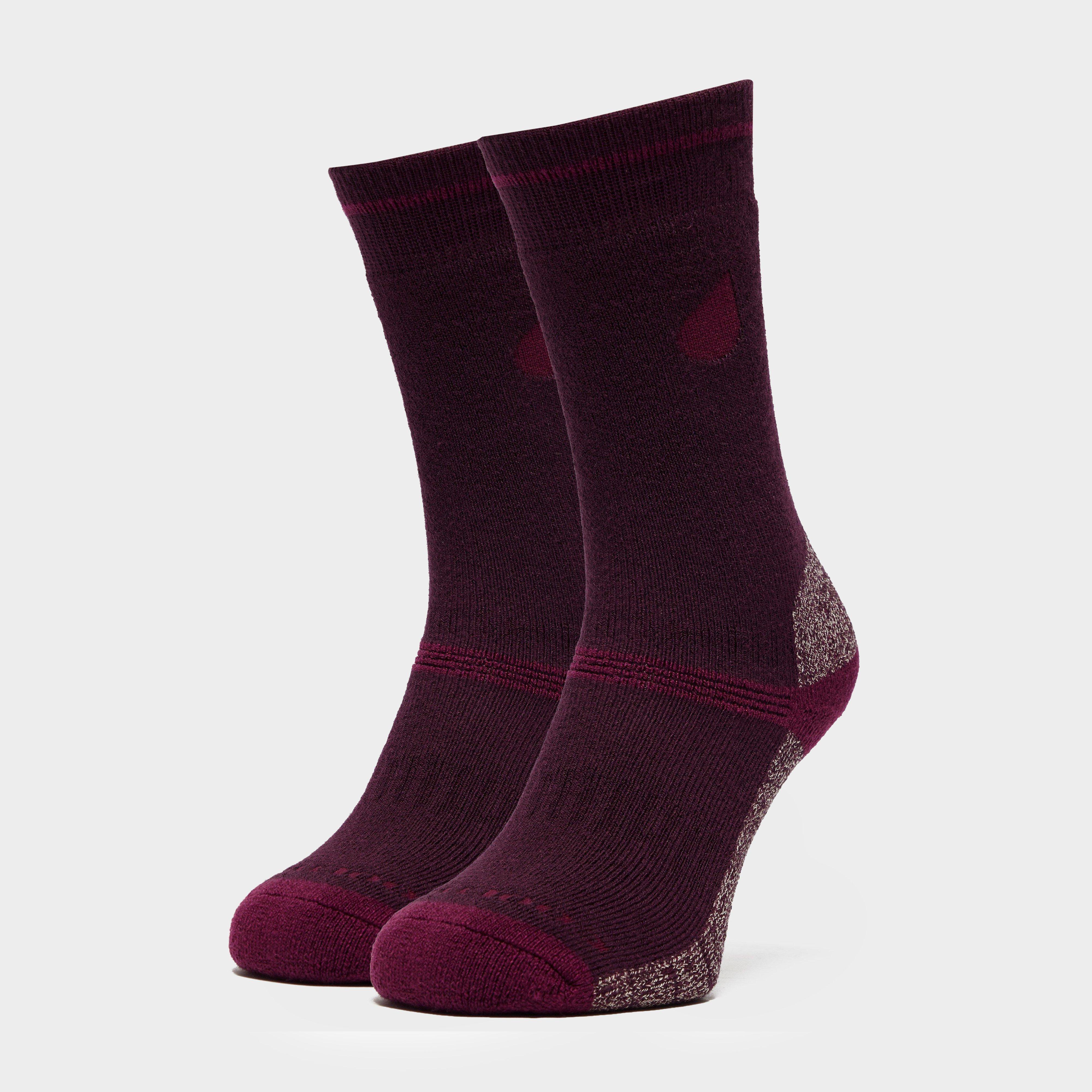 Peter Storm Women's Midweight Coolmax Hiking Socks 2 Pack, Red