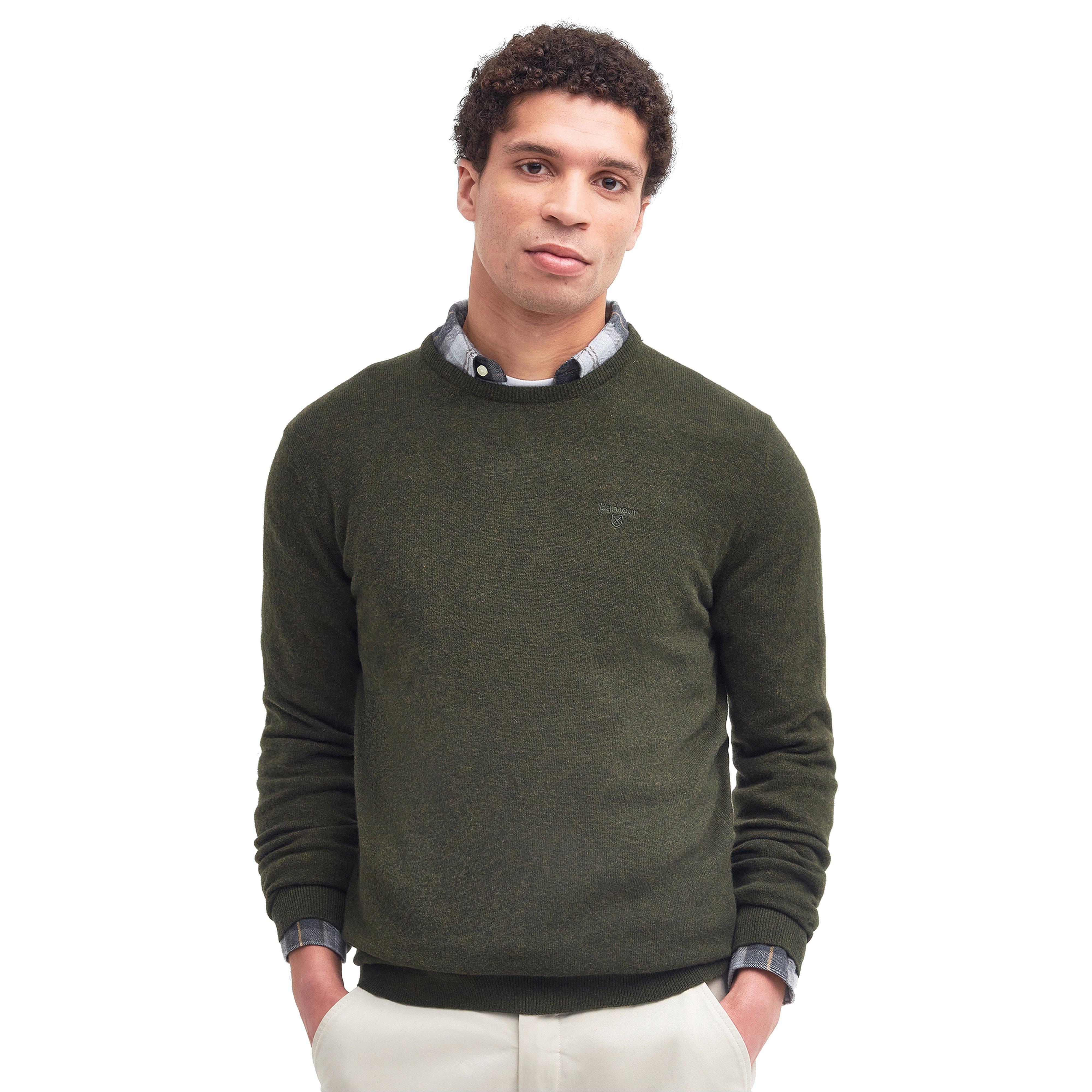 Mens Essential Lambswool Crew Neck Sweatshirt Seaweed