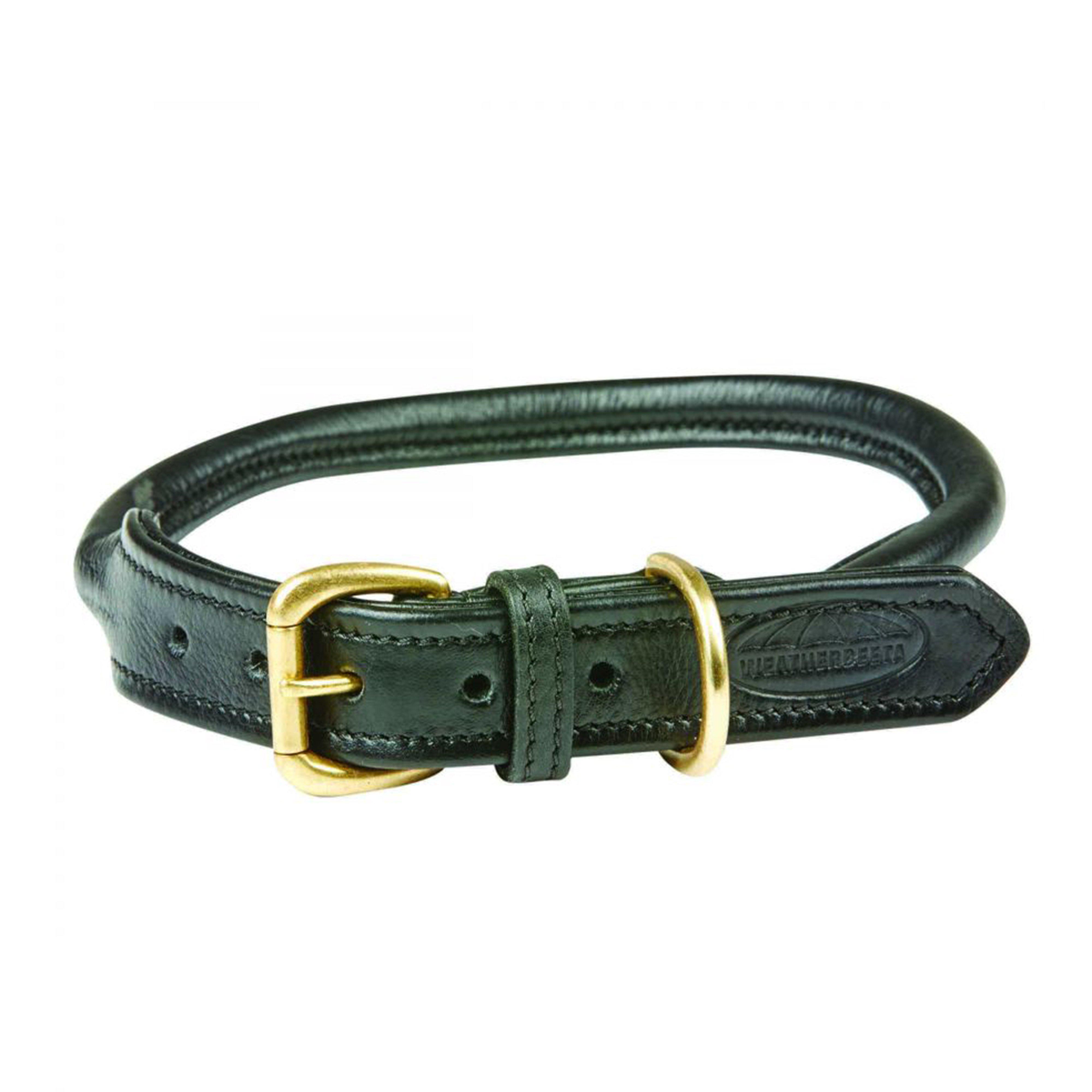 Rolled Leather Collar Black