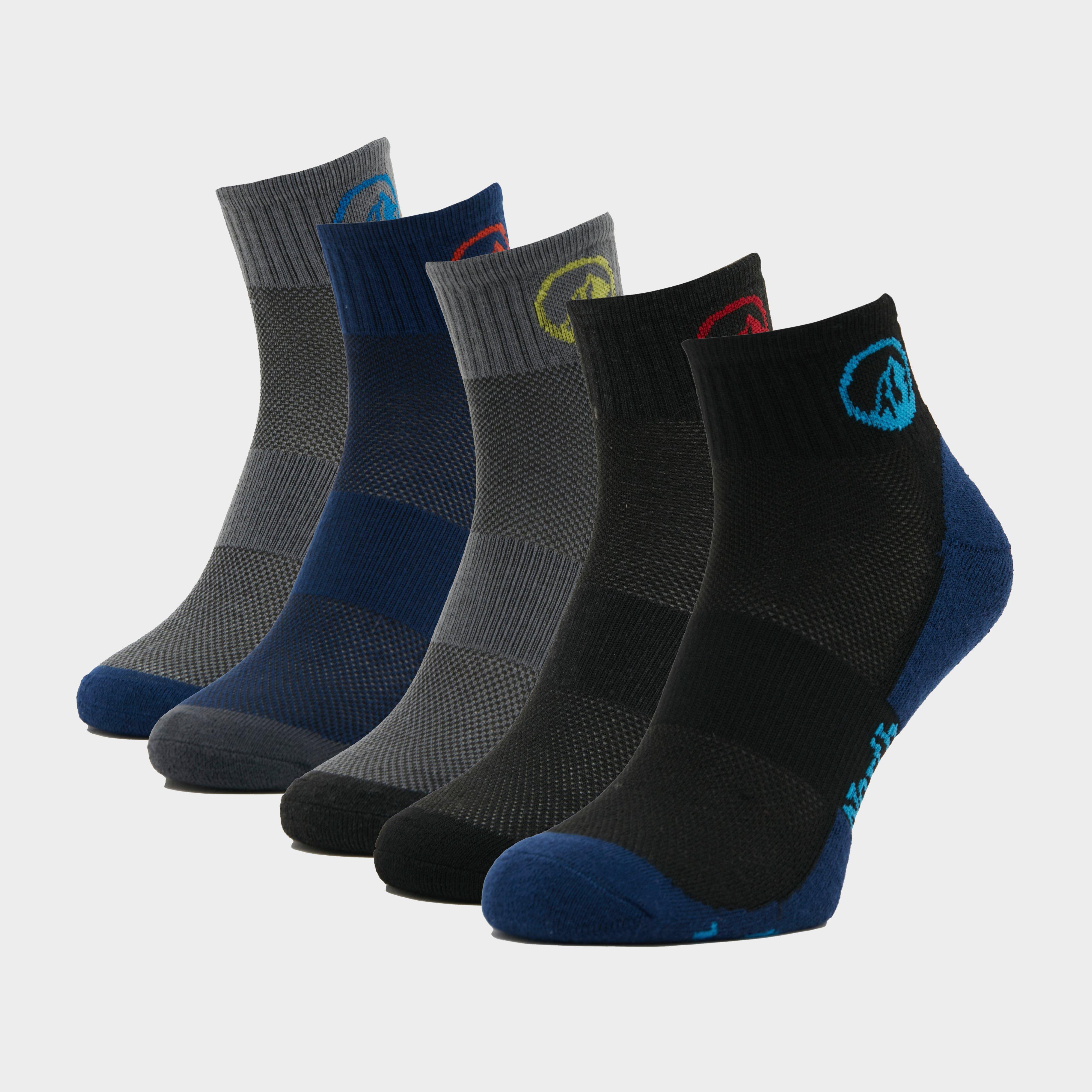 North Ridge Unisex Trail Running Socks 5 Pack, Multi Coloured