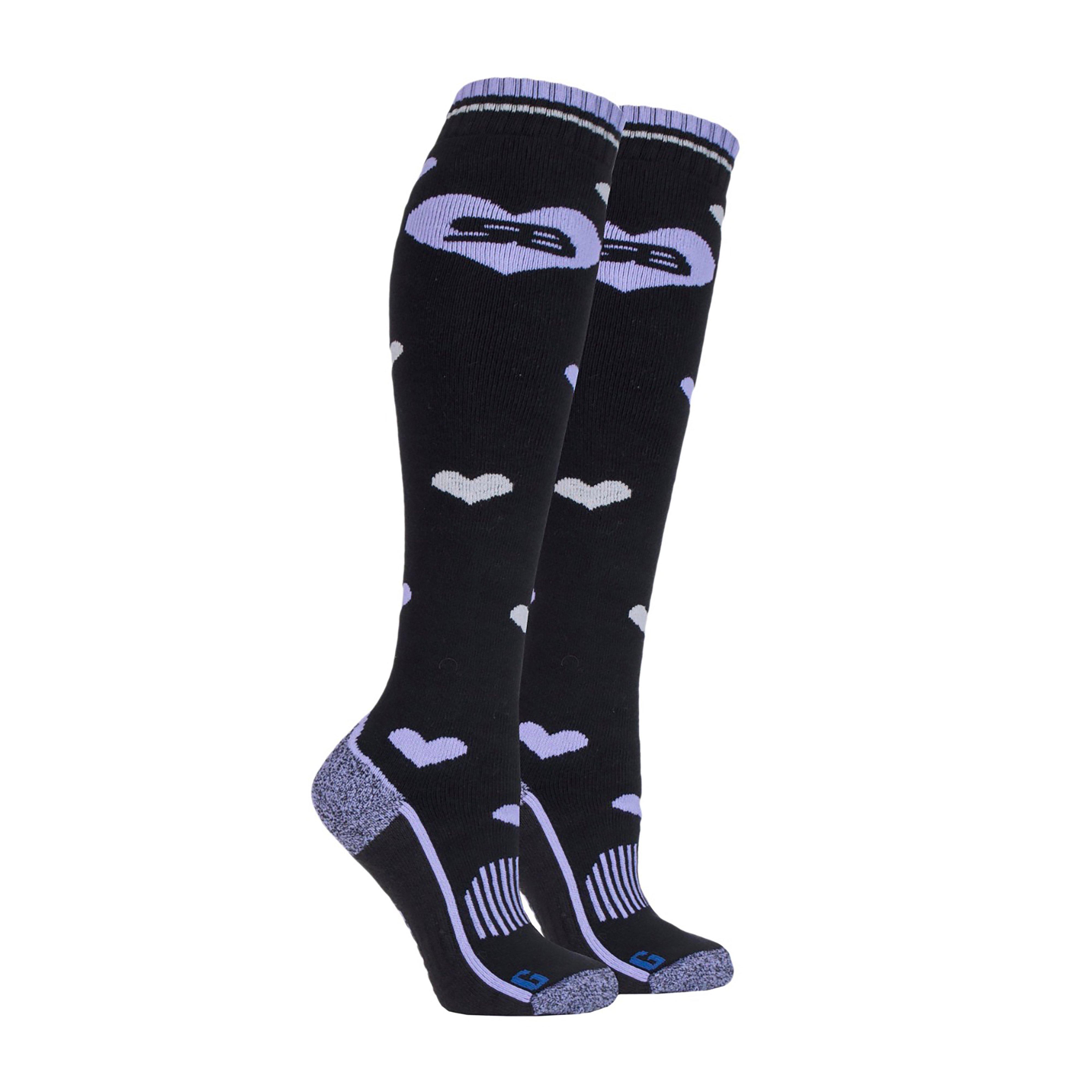 Womens Patterdale Heart Socks Black/Purple