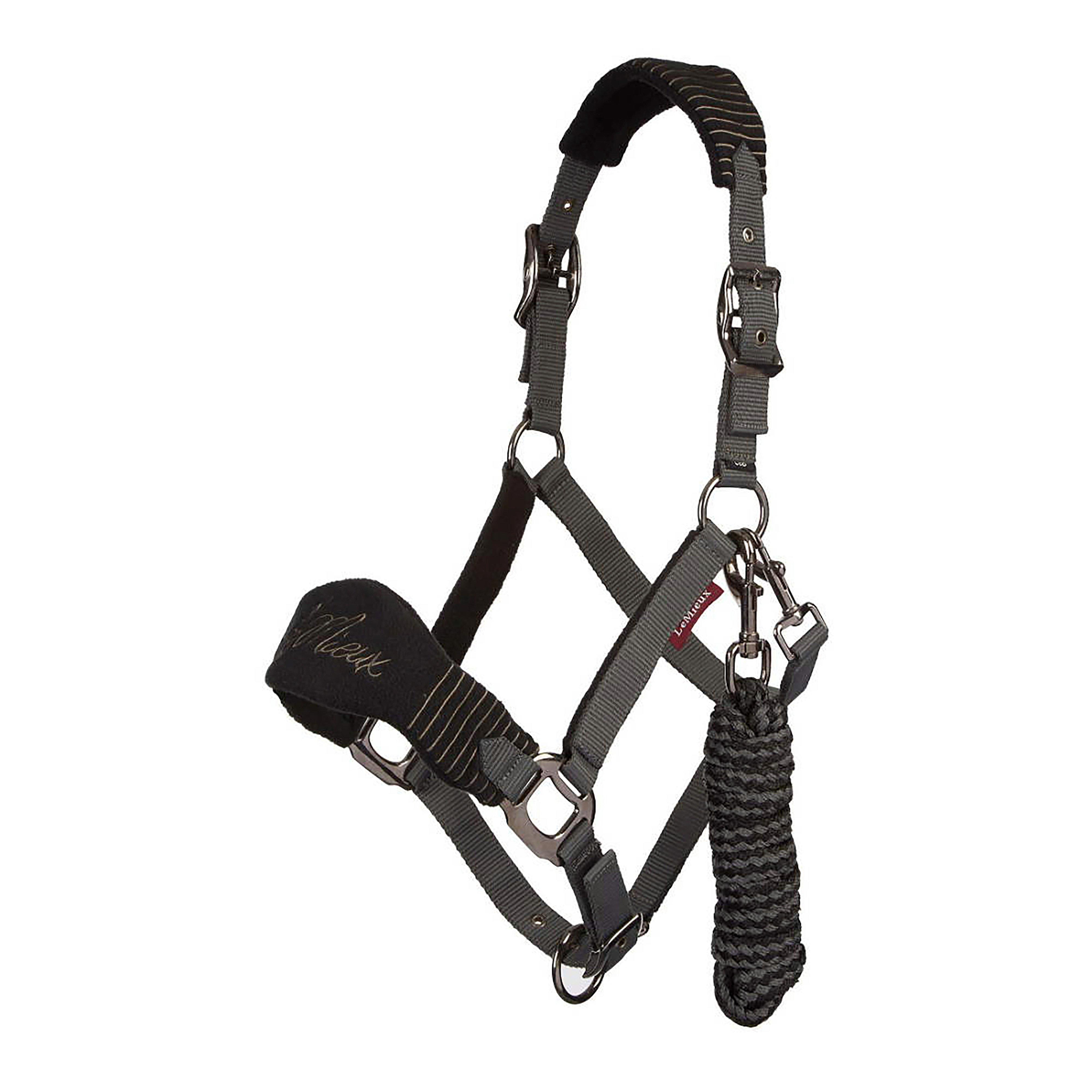 Vogue Fleece Headcollar & Leadrope Black/Grey