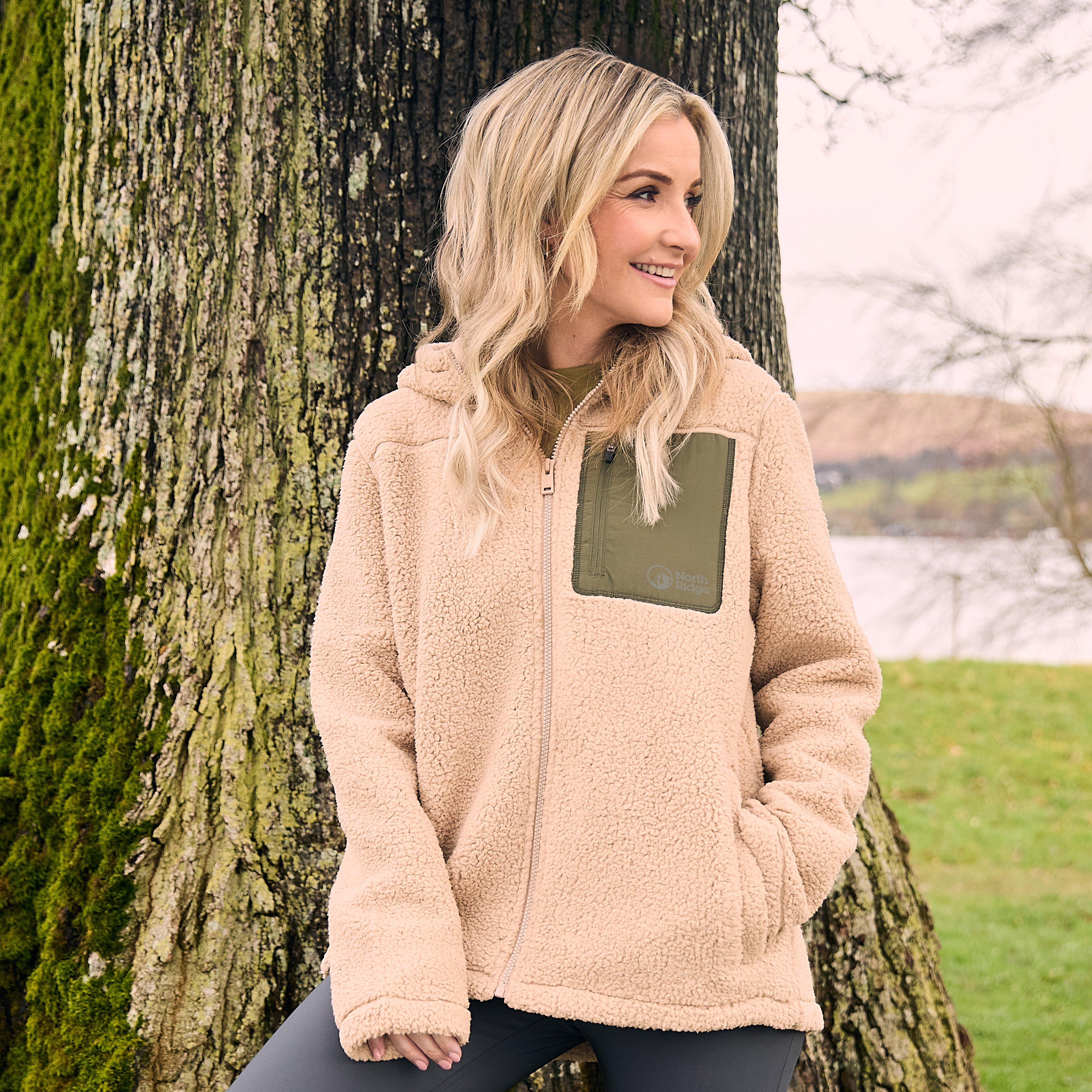 North Ridge Women's Vista Full Zip Fleece Hoodie, Beige