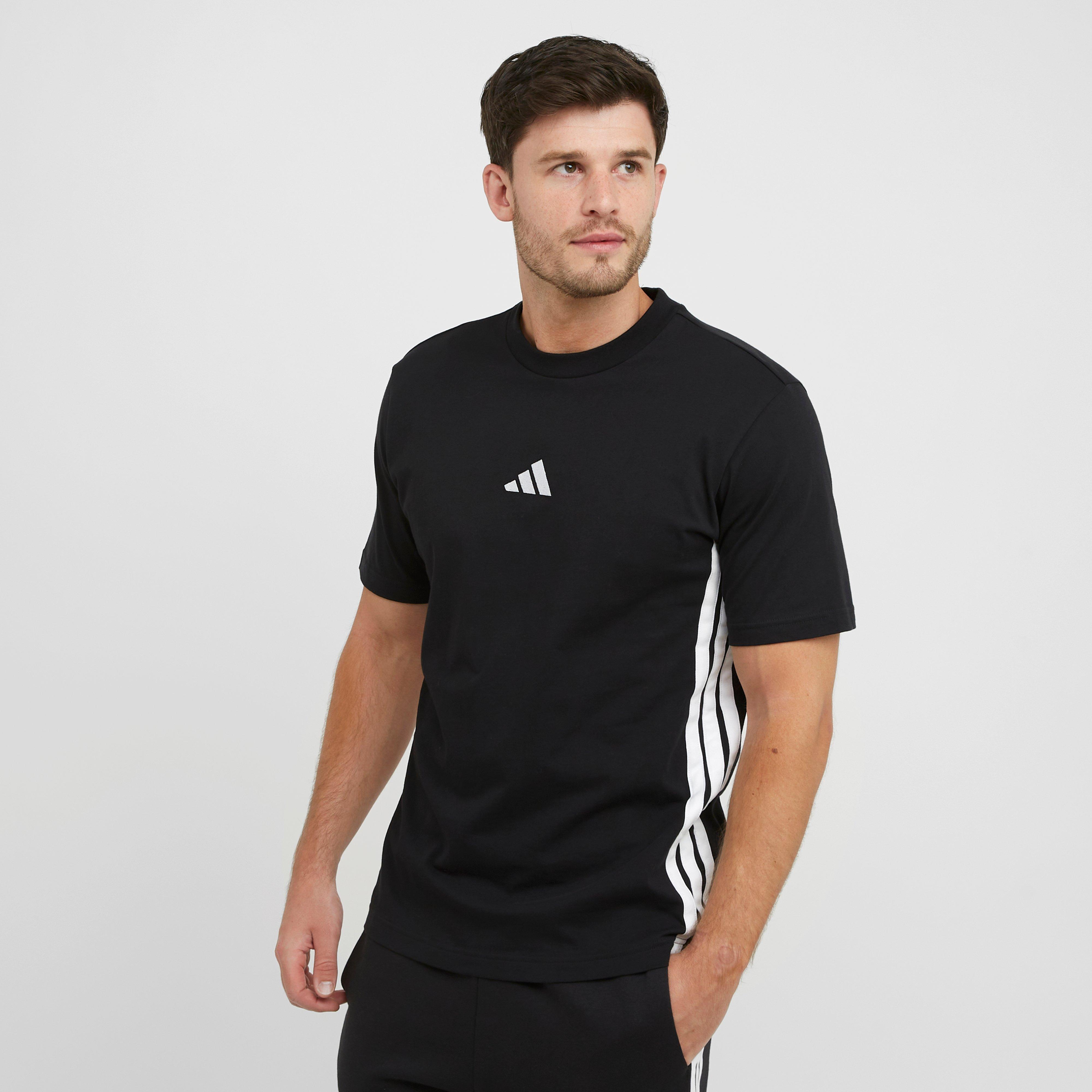 adidas Men's Essentials 3-Stripes Single Jersey T-Shirt, Black