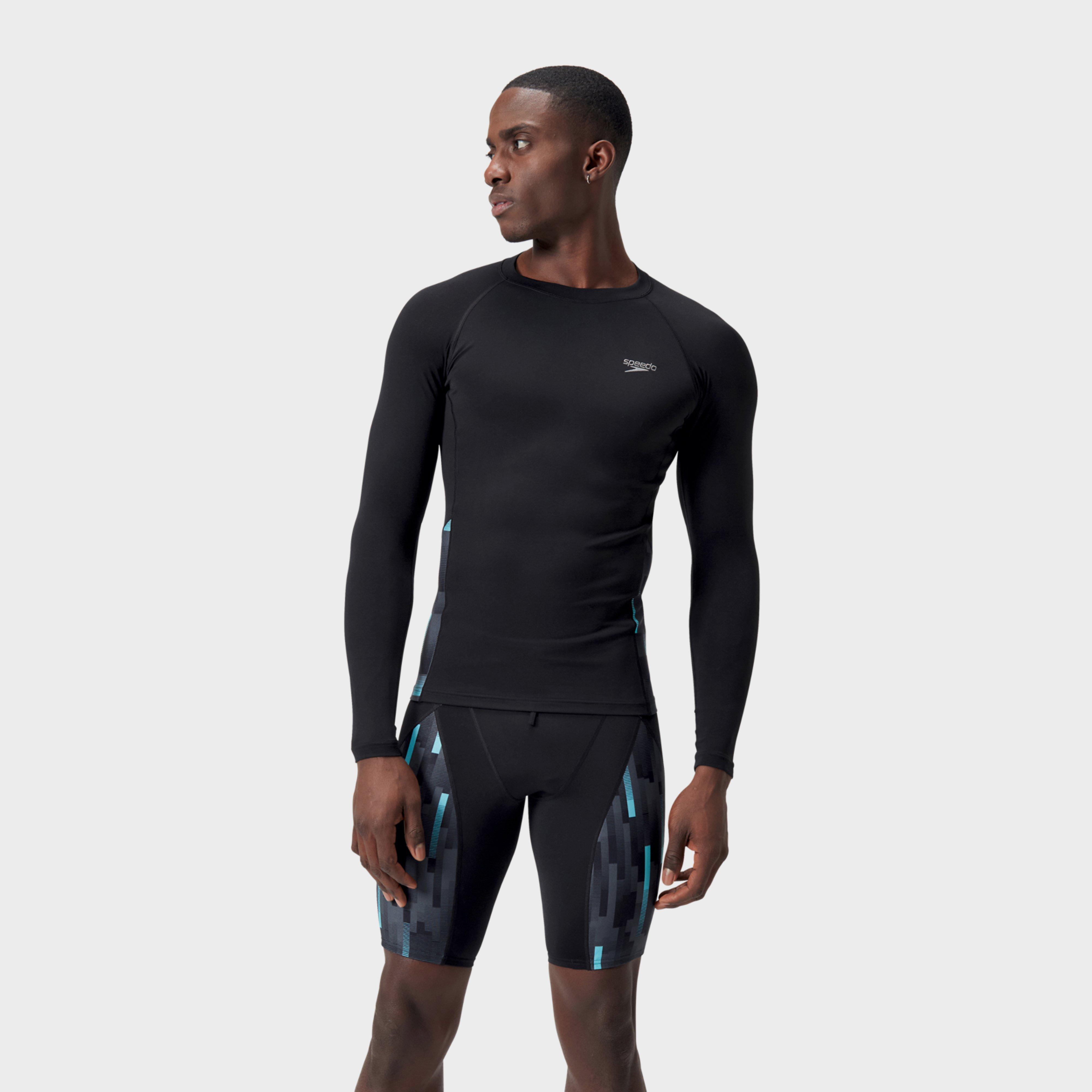 Speedo Mens Essential Long Sleeve Rash Top, Black