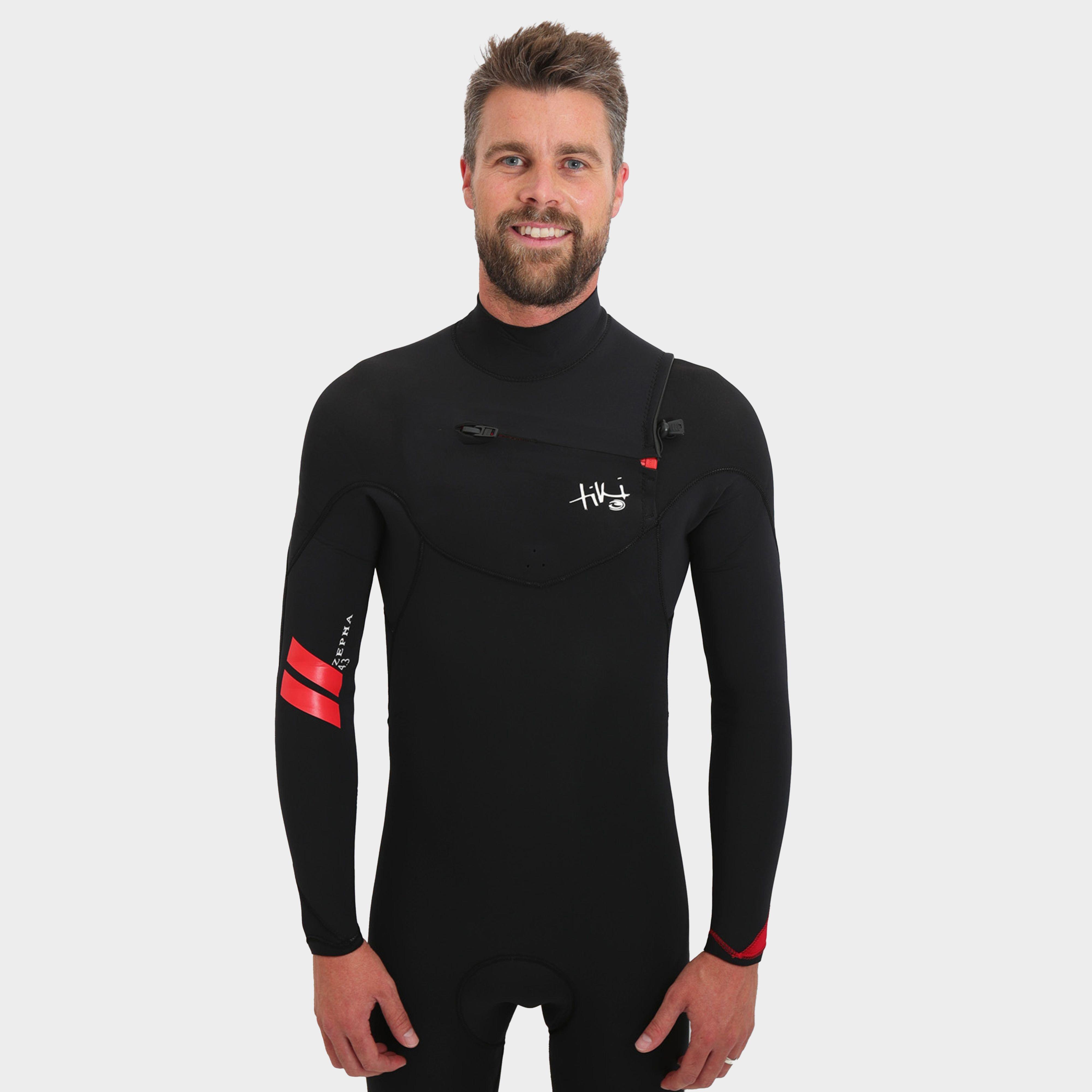 Tiki Surf Men's Zepha2 4/3 Wetsuit Gbs With Chest Zip, Black