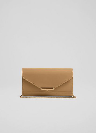 Lucy Beige Patent Leather Clutch Natural, Natural