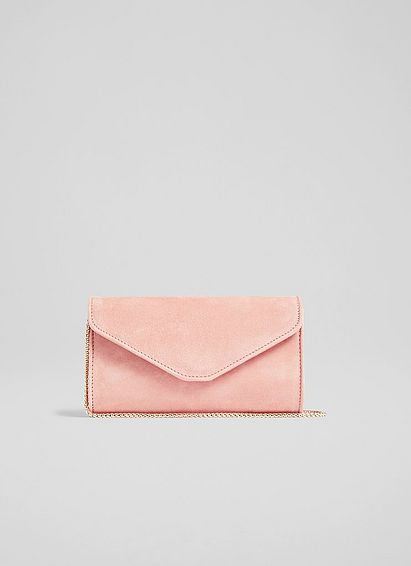 Dominica Clay Pink Suede Clutch Bag, Clay