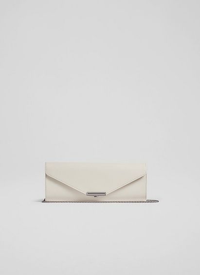 Lucille Cream Leather Clutch Bag Neutral, Neutral