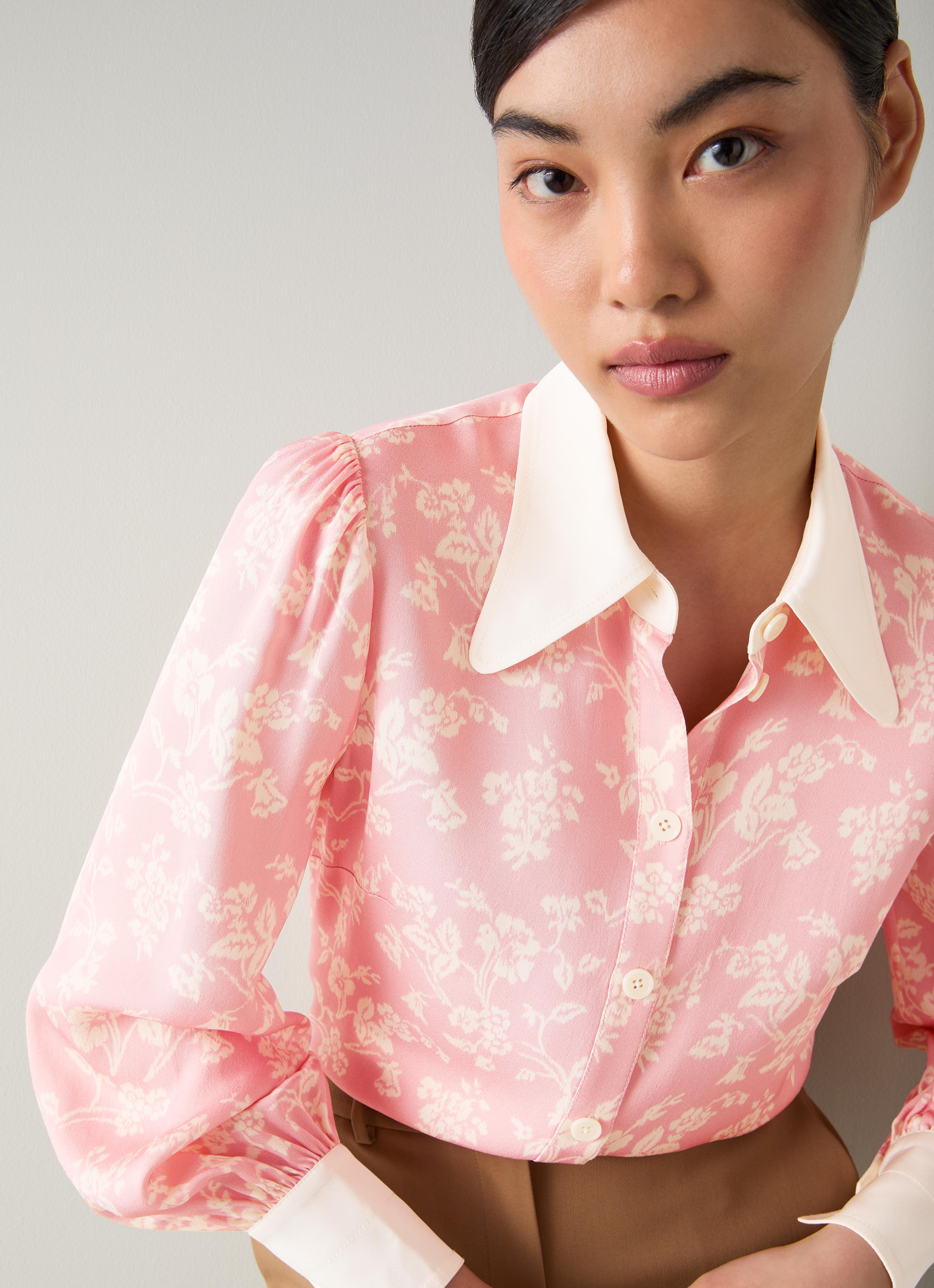 Sonya Pink Ivory Floral Print Blouse